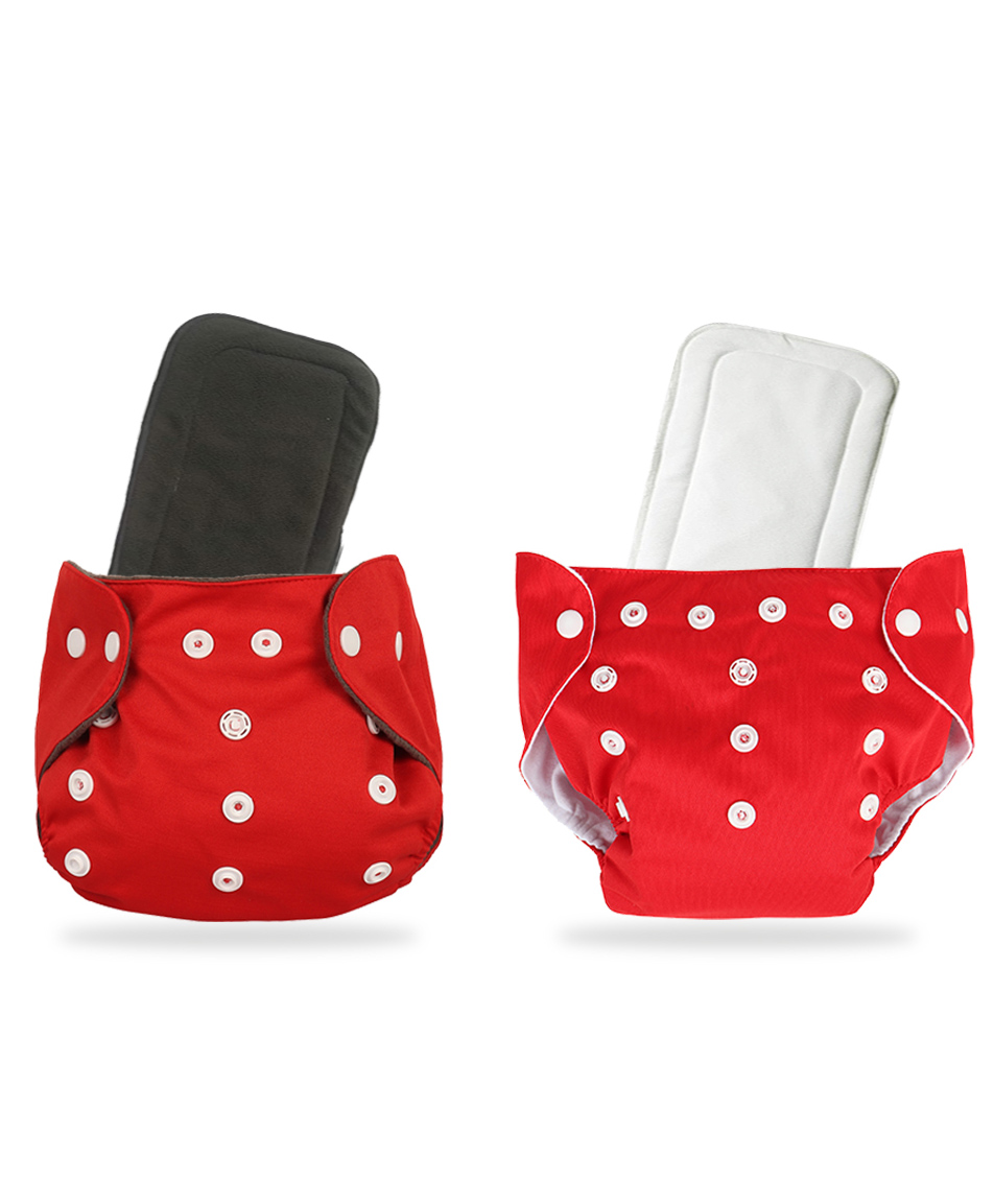 Chinmay Kids One Size Adjustable Baby Cloth Button Diaper - Washable/Reusable Nappies for Infants & Toddlers With Black Insert (8 X 8 inch) Pack of 2-image-33