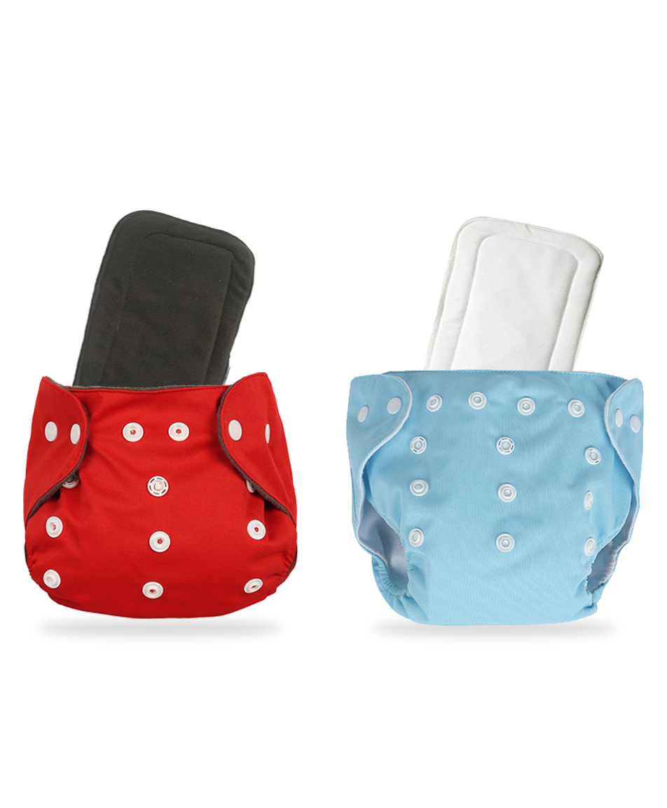 Chinmay Kids One Size Adjustable Baby Cloth Button Diaper - Washable/Reusable Nappies for Infants & Toddlers With Black Insert (8 X 8 inch) Pack of 2-image-30