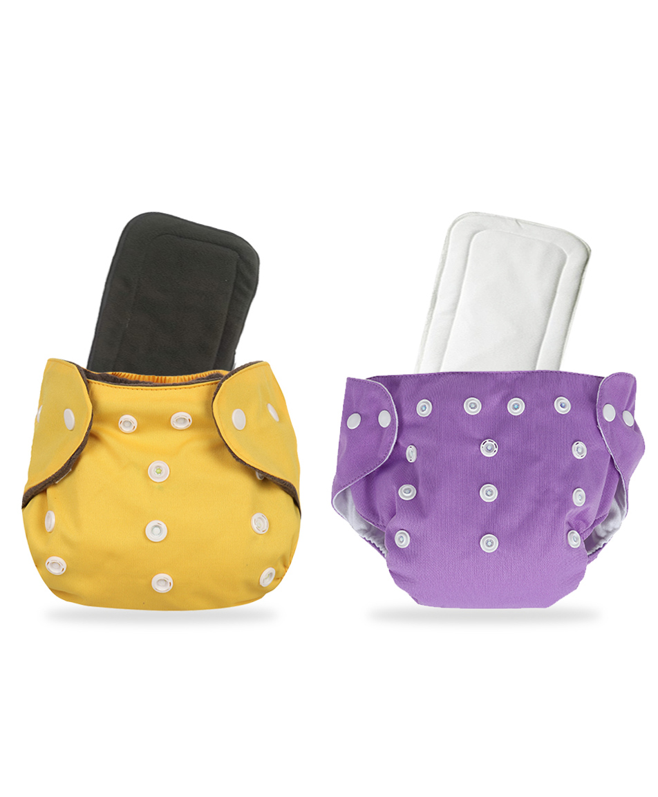 Chinmay Kids One Size Adjustable Baby Cloth Button Diaper - Washable/Reusable Nappies for Infants & Toddlers With Black Insert (8 X 8 inch) Pack of 2-image-32