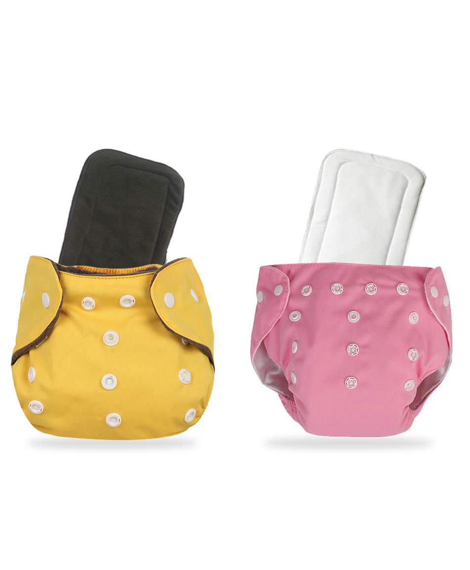 Chinmay Kids One Size Adjustable Baby Cloth Button Diaper - Washable/Reusable Nappies for Infants & Toddlers With Black Insert (8 X 8 inch) Pack of 2-image-31