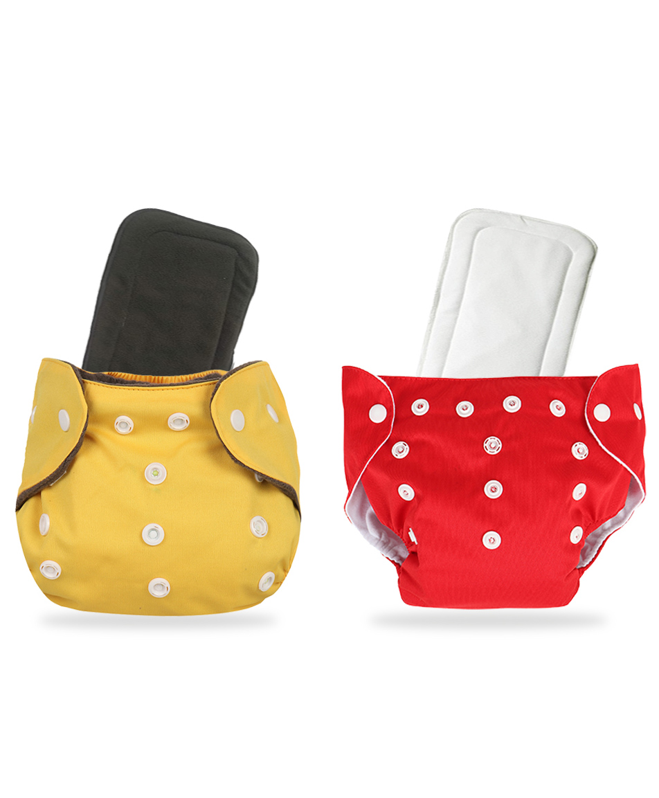 Chinmay Kids One Size Adjustable Baby Cloth Button Diaper - Washable/Reusable Nappies for Infants & Toddlers With Black Insert (8 X 8 inch) Pack of 2-image-28