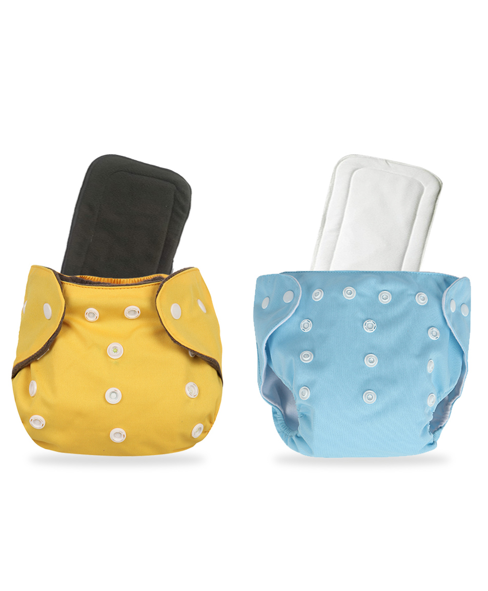 Chinmay Kids One Size Adjustable Baby Cloth Button Diaper - Washable/Reusable Nappies for Infants & Toddlers With Black Insert (8 X 8 inch) Pack of 2-image-27