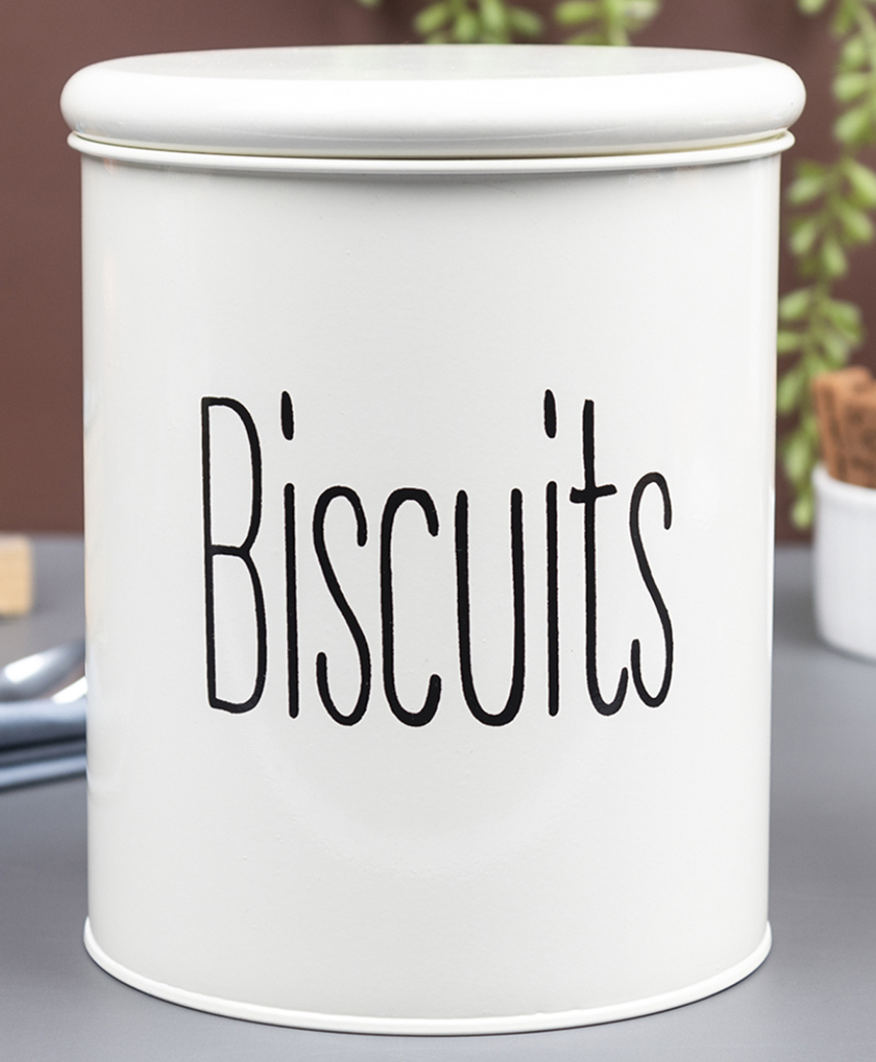 Voncasa Biscuits Jar With Lid - (Off White, 1700ml)-image-9