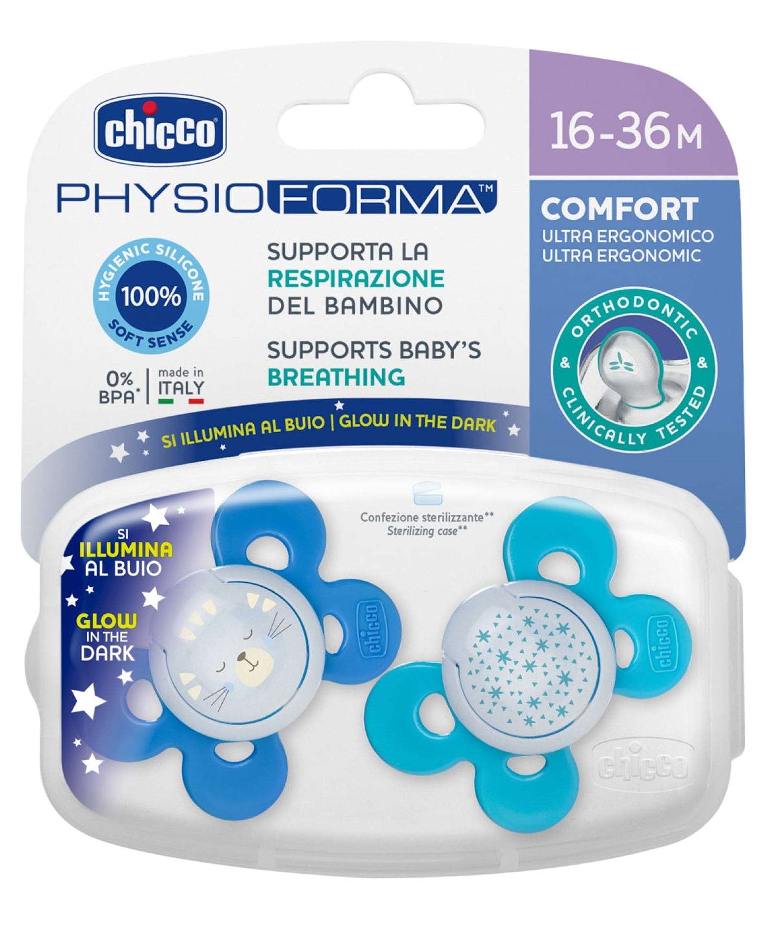 Chicco Soothers Ph Comfort Pack of 2 - Light Blue