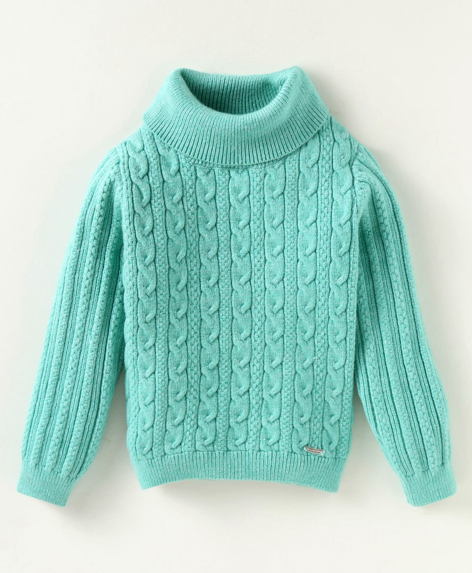 Yellow Apple Viscose Knit Full Sleeves Sweater with Cable Knit Design - Mint Green-picture-18