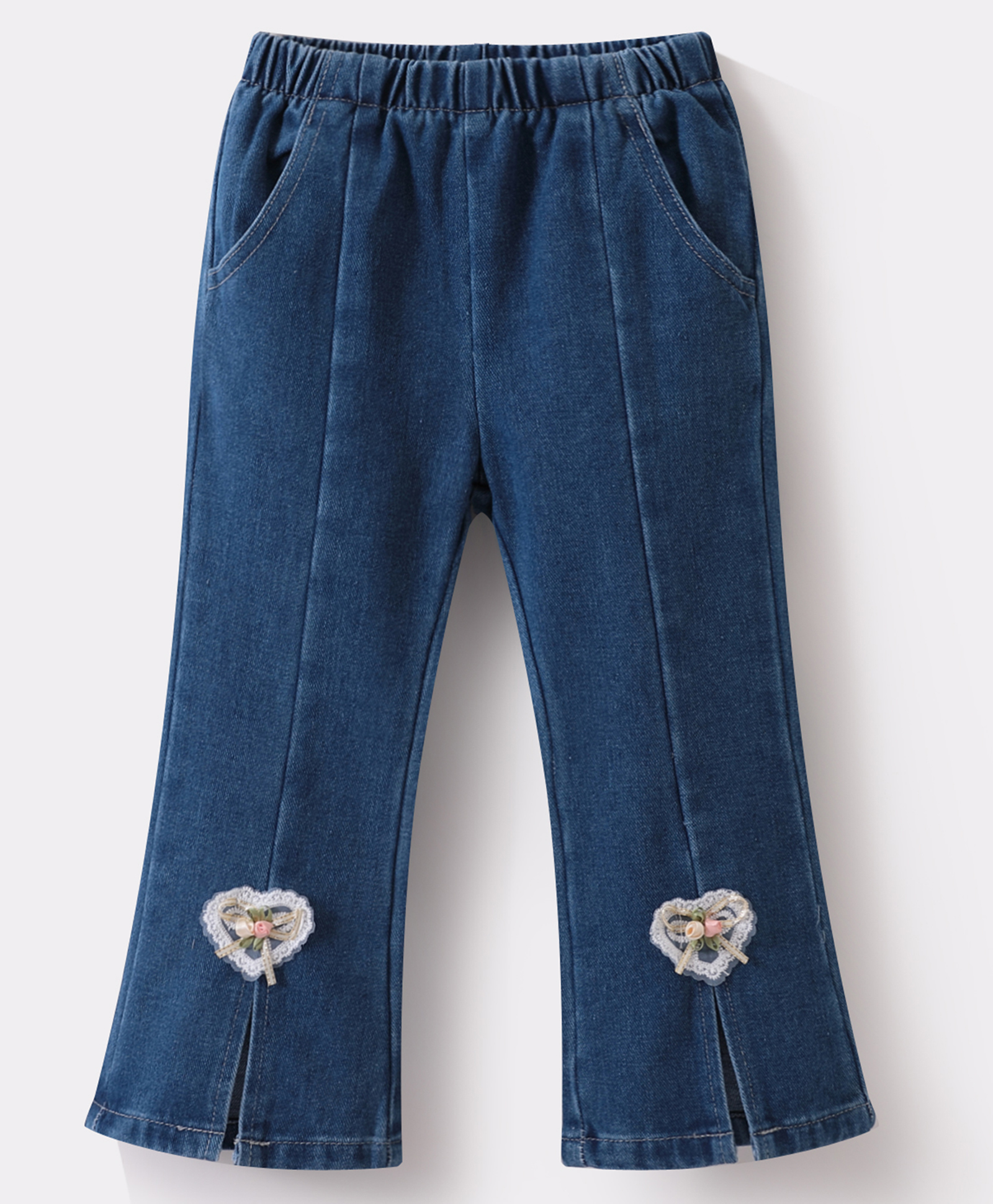 Kookie Kids Full Length Denim Jeans With Heart Patch Detailing - Navy Blue-picture-22