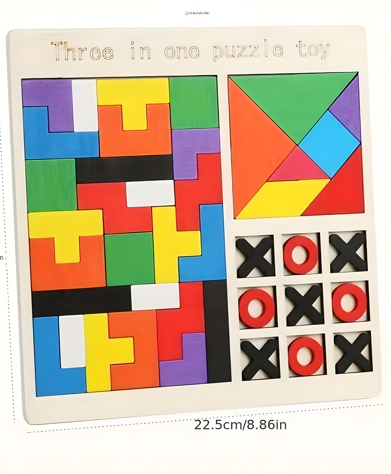 zyozi AKN TOYS Wooden Children'S Educational Colorful Square Tangram Game Chess Xo Tic-Tac-Toe Nine-Square Three-In-One Puzzle Building Blocks Early Education Toy-picture-12