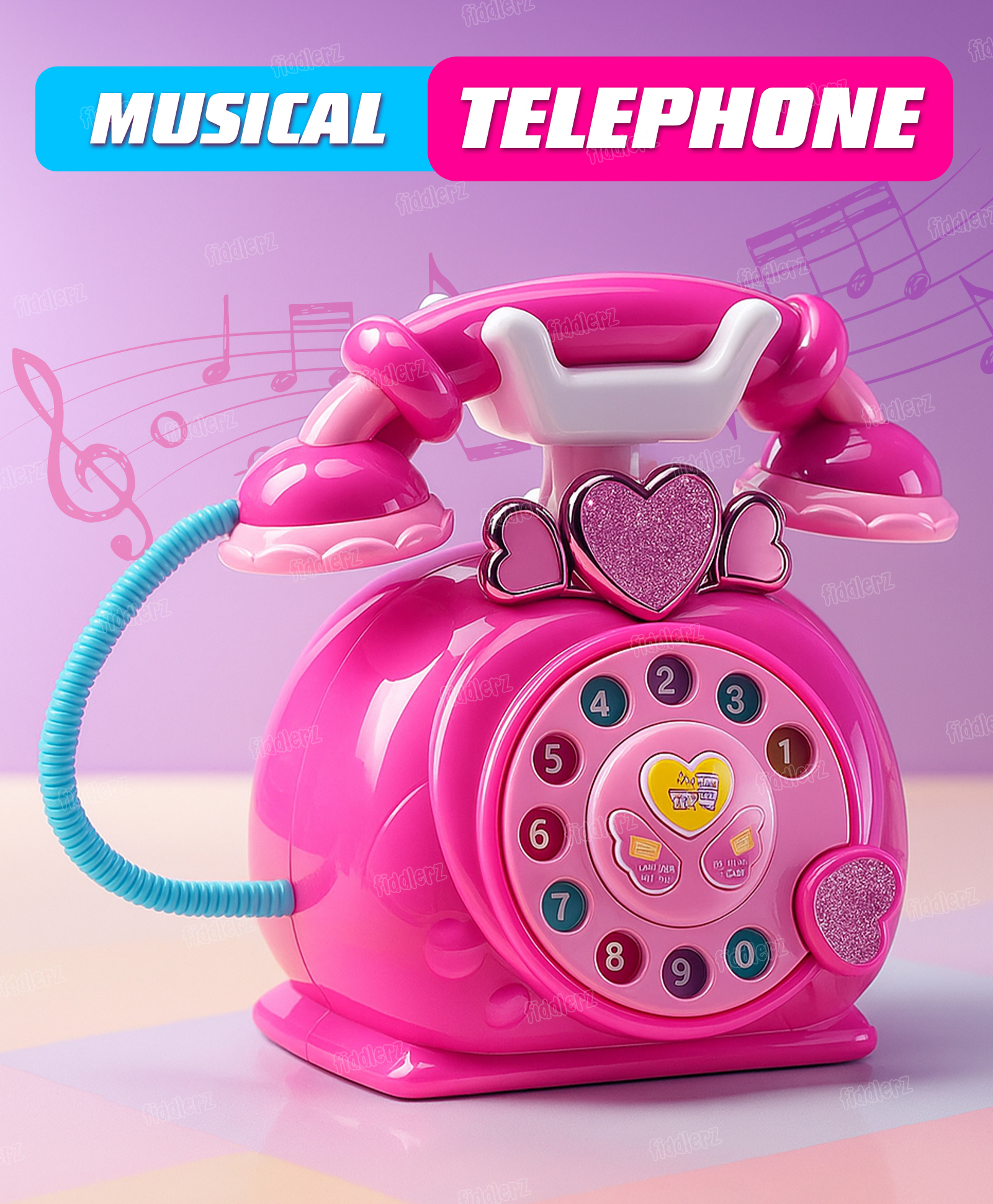 Fiddlerz Musical Toys for Kids Retro Landline Phone with Sounds Baby Mobile Telephone Toy for Boys Girls - (Pack of 1)