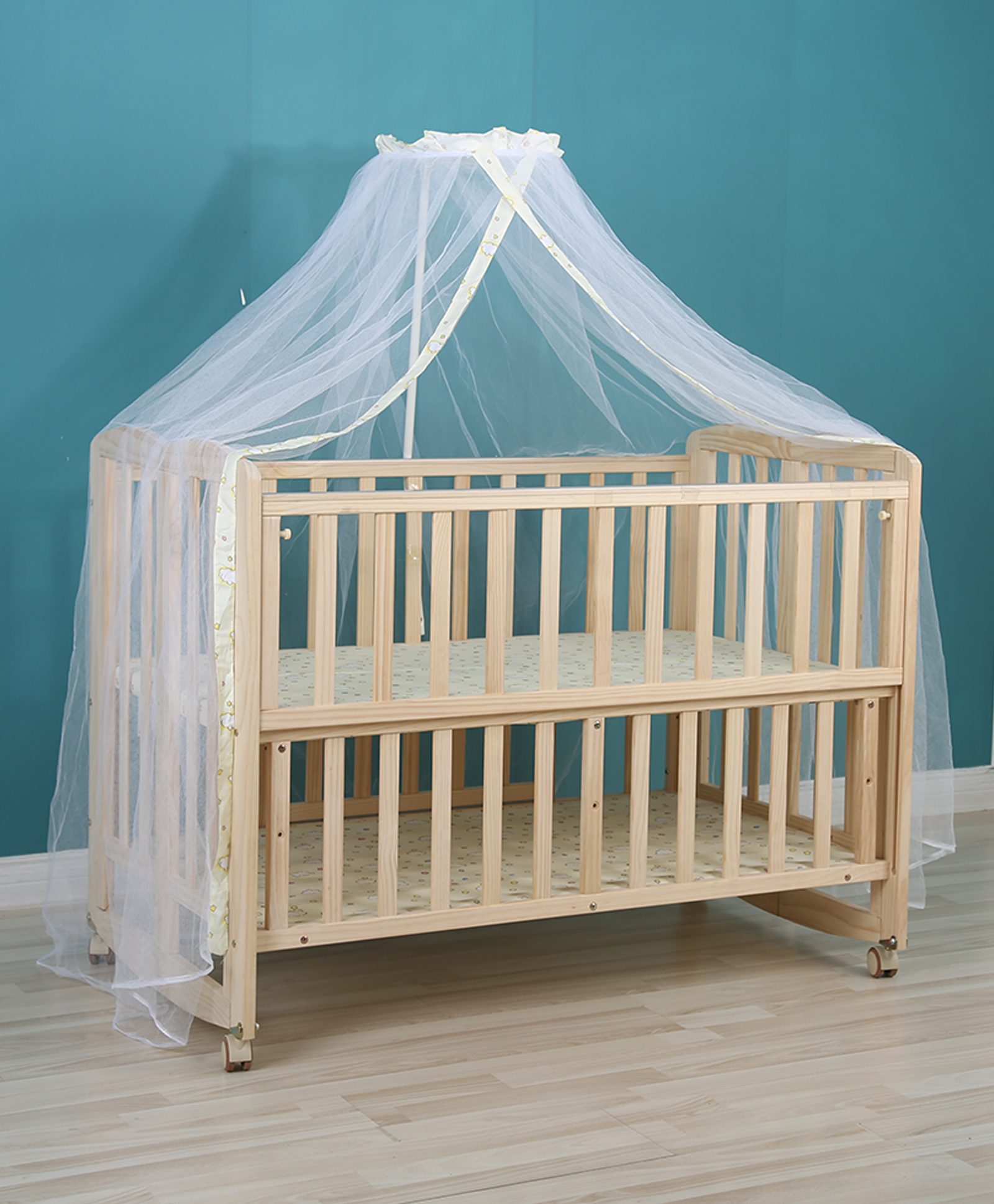 Foldable Baby Cot Cum Rocking Bed With Storage - Beige-image-32