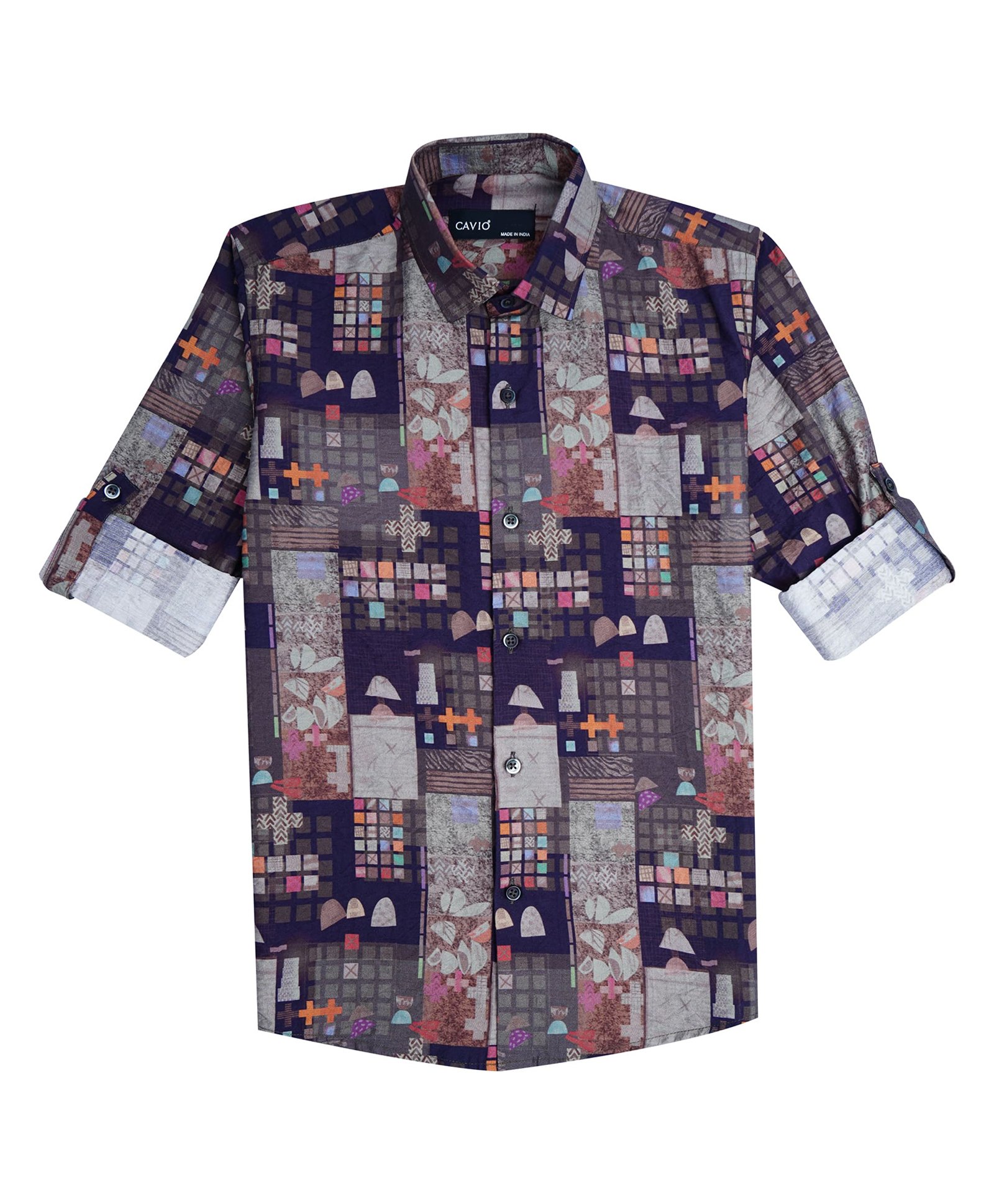 CAVIO Cotton Full Sleeves Abstract Printed Shirt - Green-picture-28