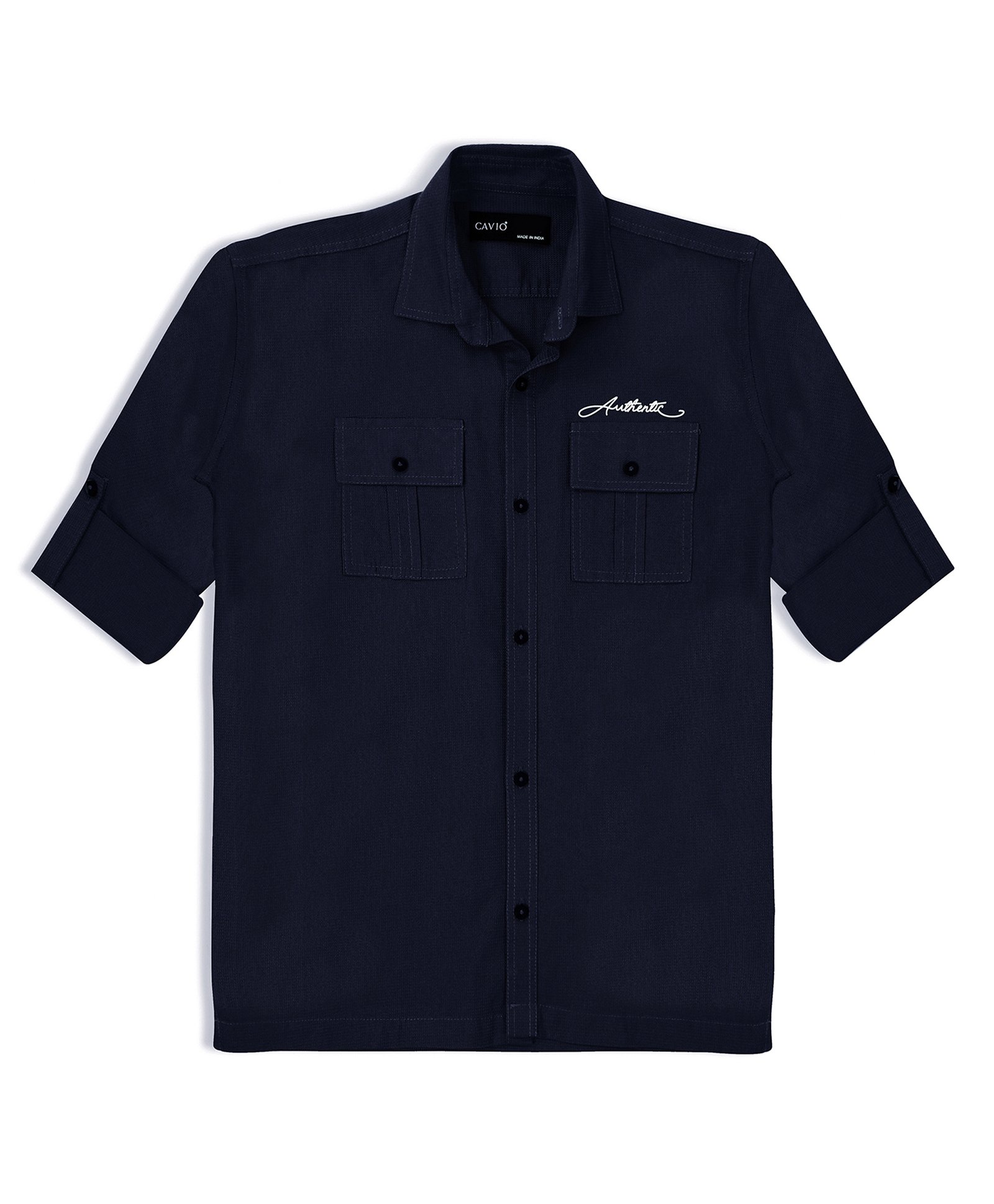CAVIO Cotton Full Sleeves Solid Shirt - Navy Blue-image-29