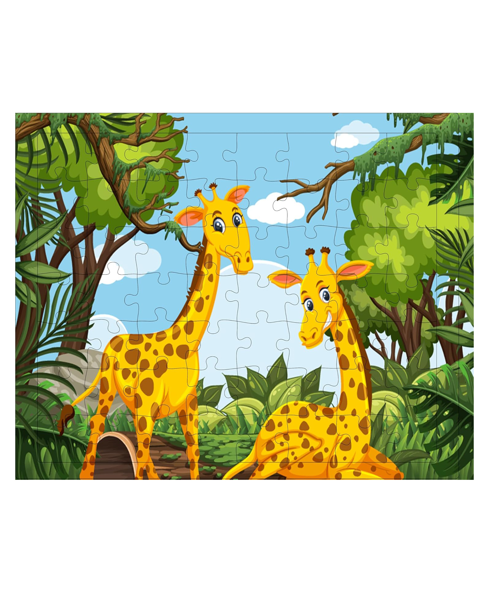 Fiddlys 54 Pcs Wood Jigsaw Puzzles for Kids & Children(Girafe-54 Pcs)-image-9