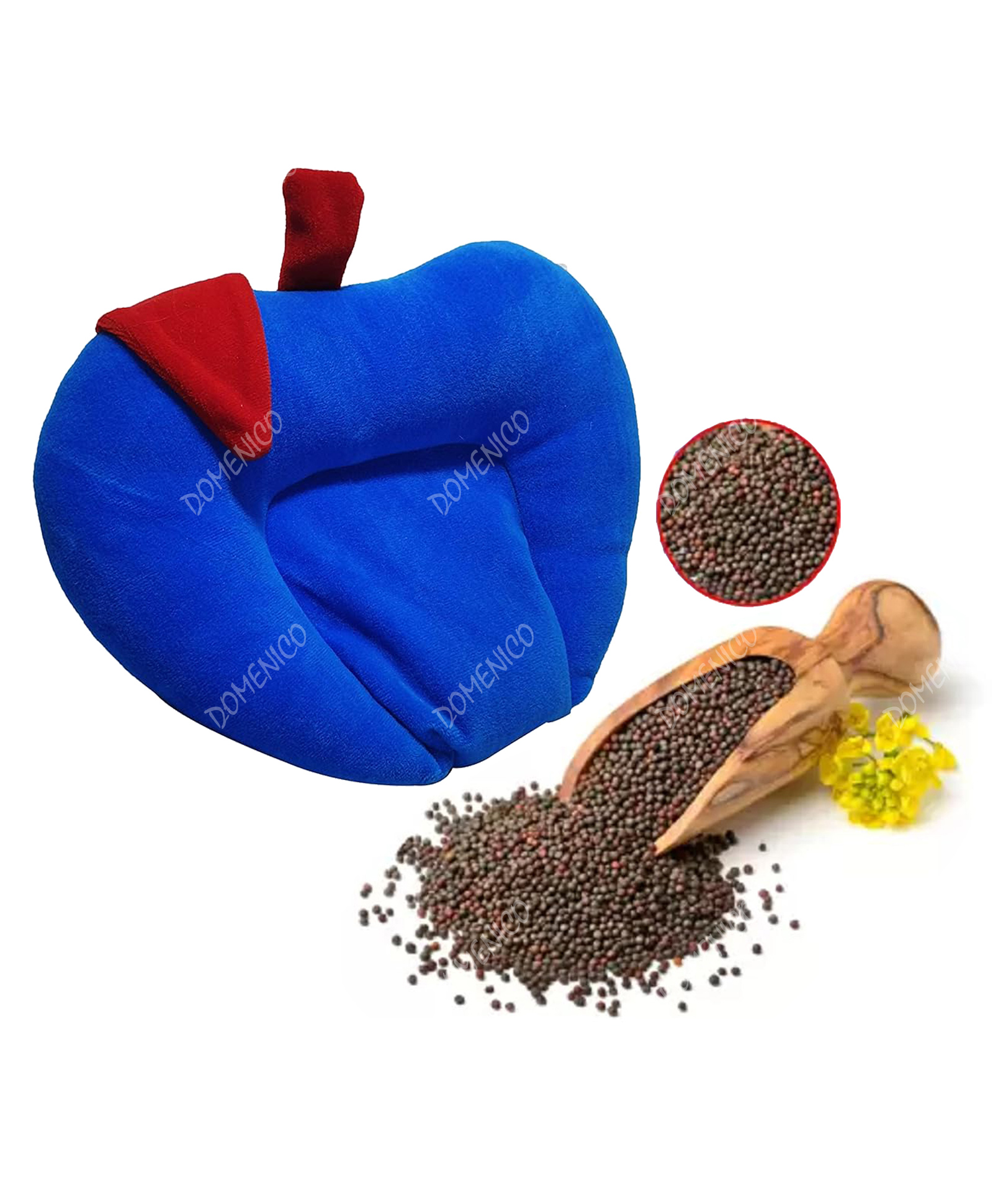 Fantasy India Apple Shape Soft Fabric New Born Baby Head Shaping Pillow with Mustard Seeds/Baby Rai Pillow for 0-12 Months Blue-image-25