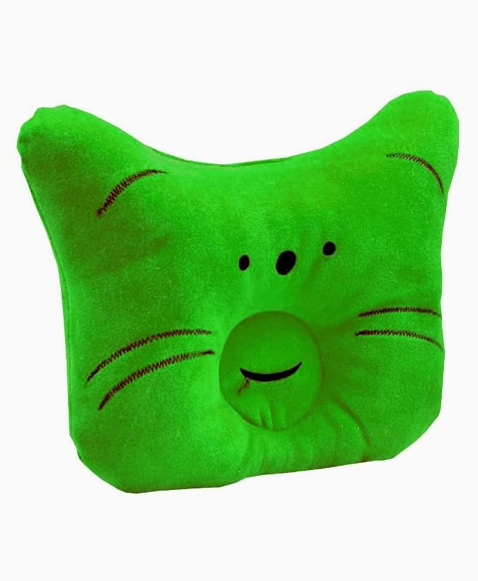 Fantasy India Baby Soft Neck Support Pillow for Head Shaping Shape Supporter Cat Face Pillow - Green-image-46