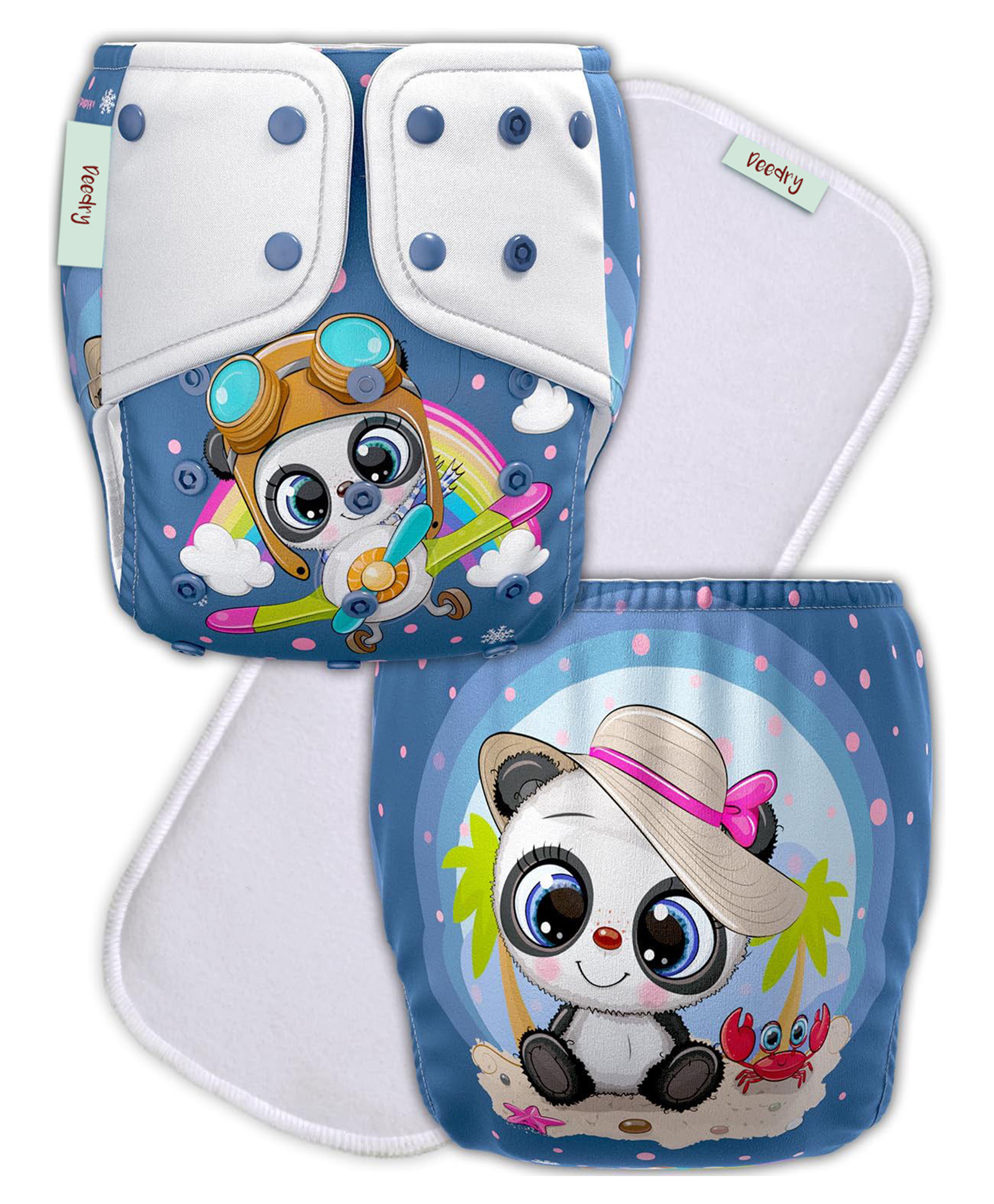 Deedry Premium Leakage Proof Reusable Cloth Diaper with Quick Dry Ultra Thin pads|Freesize (5-18kg) ,Rash Free, for Kids 3 months-3 Yrs|Stay Dry & Lasts up to 3Hrs (Blue White)-picture-18