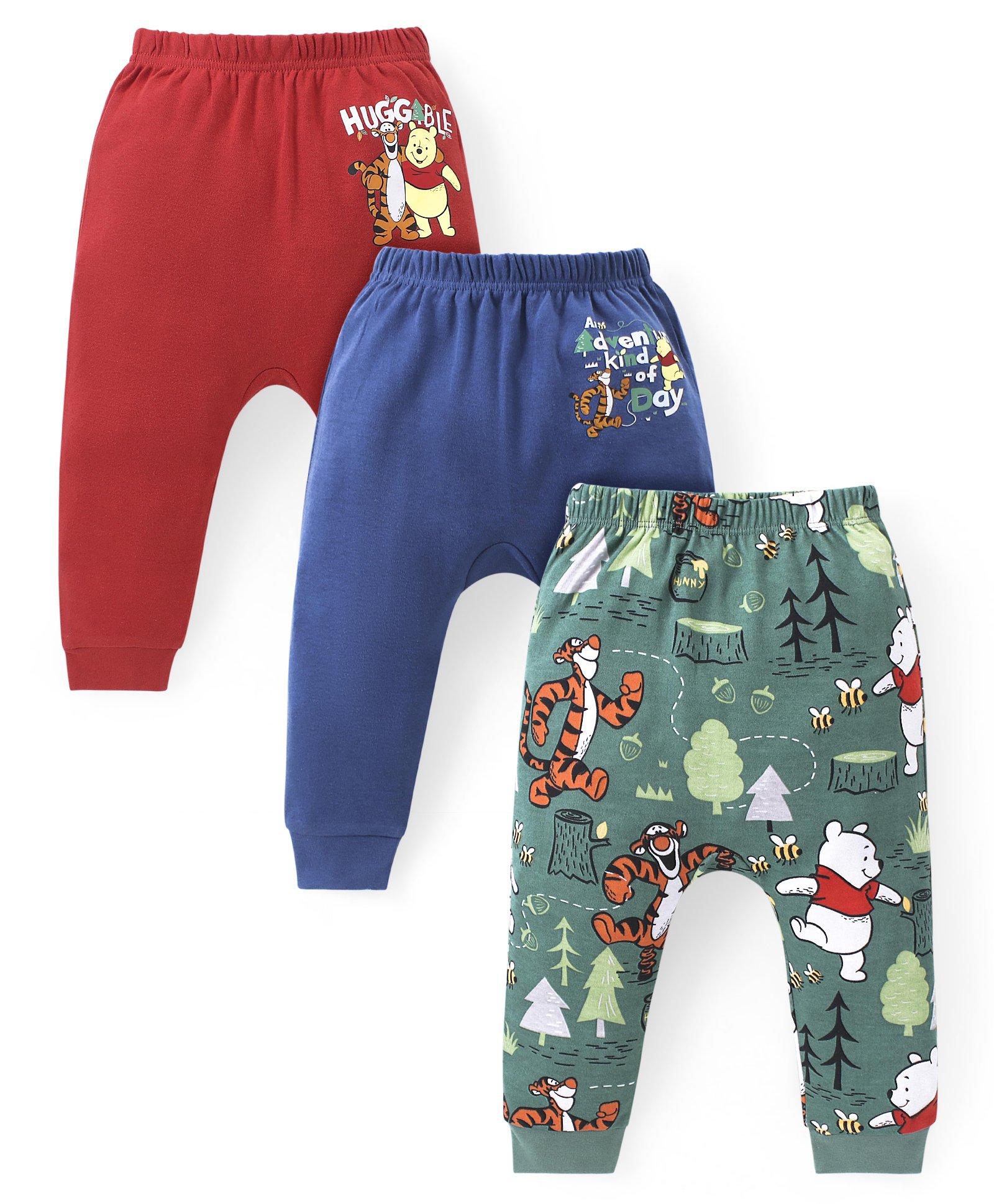 Babyhug Disney Interlock Knit Full Length Diaper Leggings with Winnie the Pooh Graphics Pack of 3 - Multicolour-picture-10