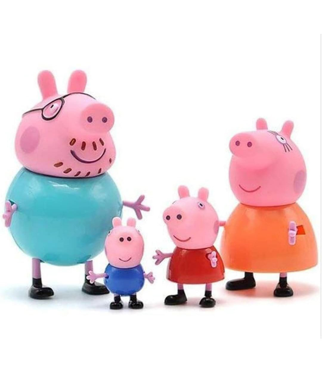 DOMENICO Set of 4 Cartoon Family Daddy Mommy And Two Kids Toy - Multicolor Pig Family Figures-image-13