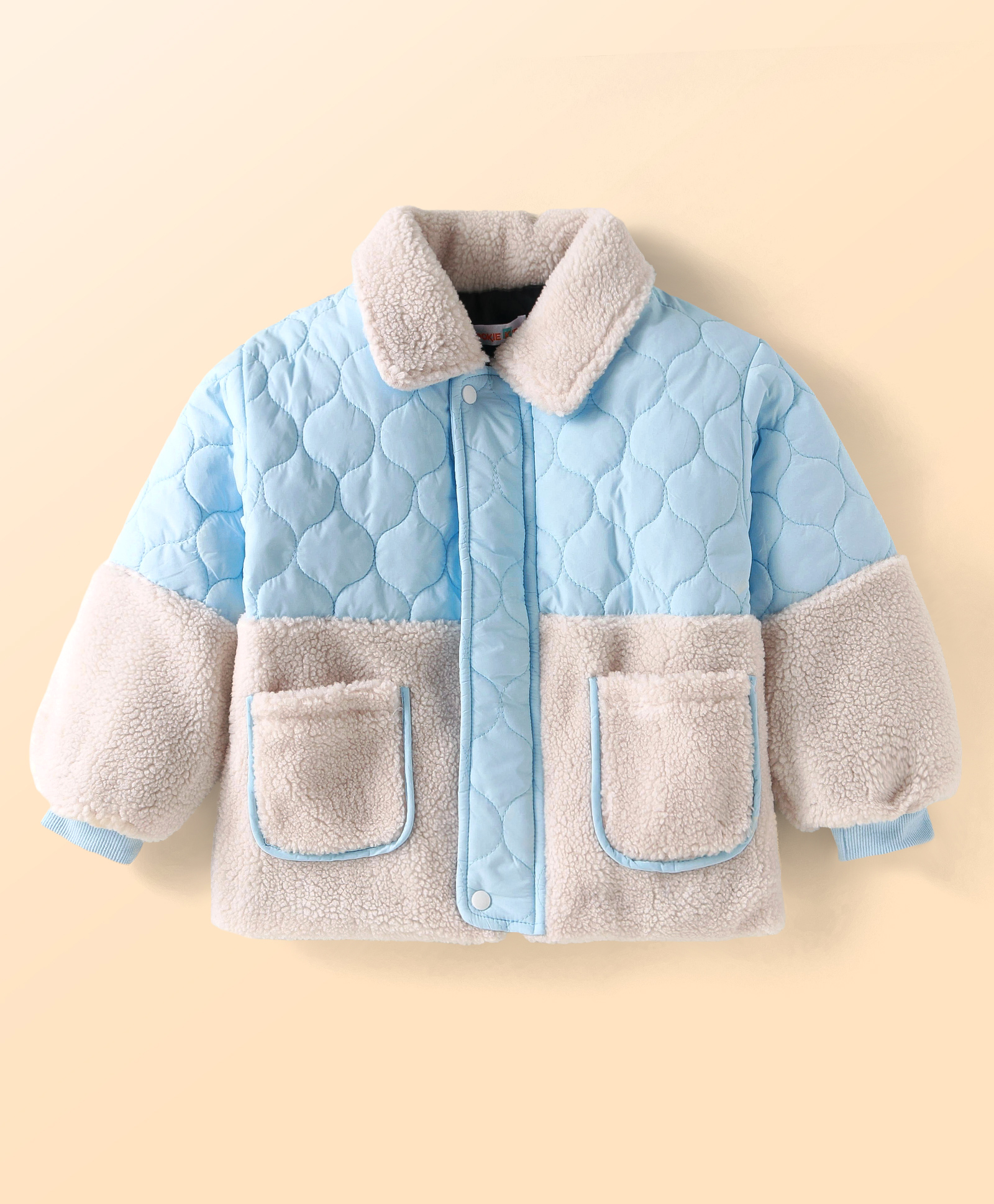 Kookie Kids Full Sleeves Winter Jacket with Quilted Design - Light Blue-image-33