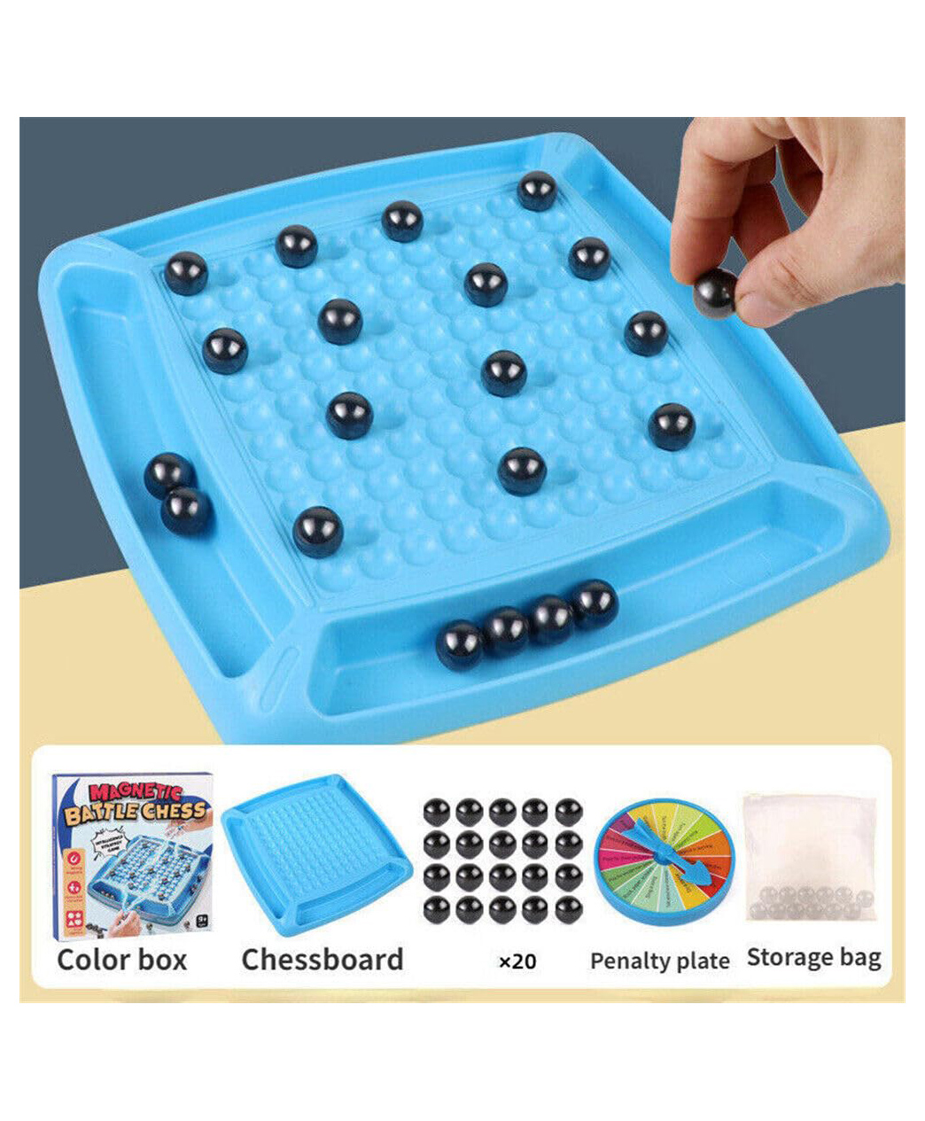 Urbane Chic Magnetic Games for Kids 20 Magnets Balls with 1 Board and Task Wheel Square Chess Board Game Educational Challenging & Fun Toy kids-Multicolor-picture-40