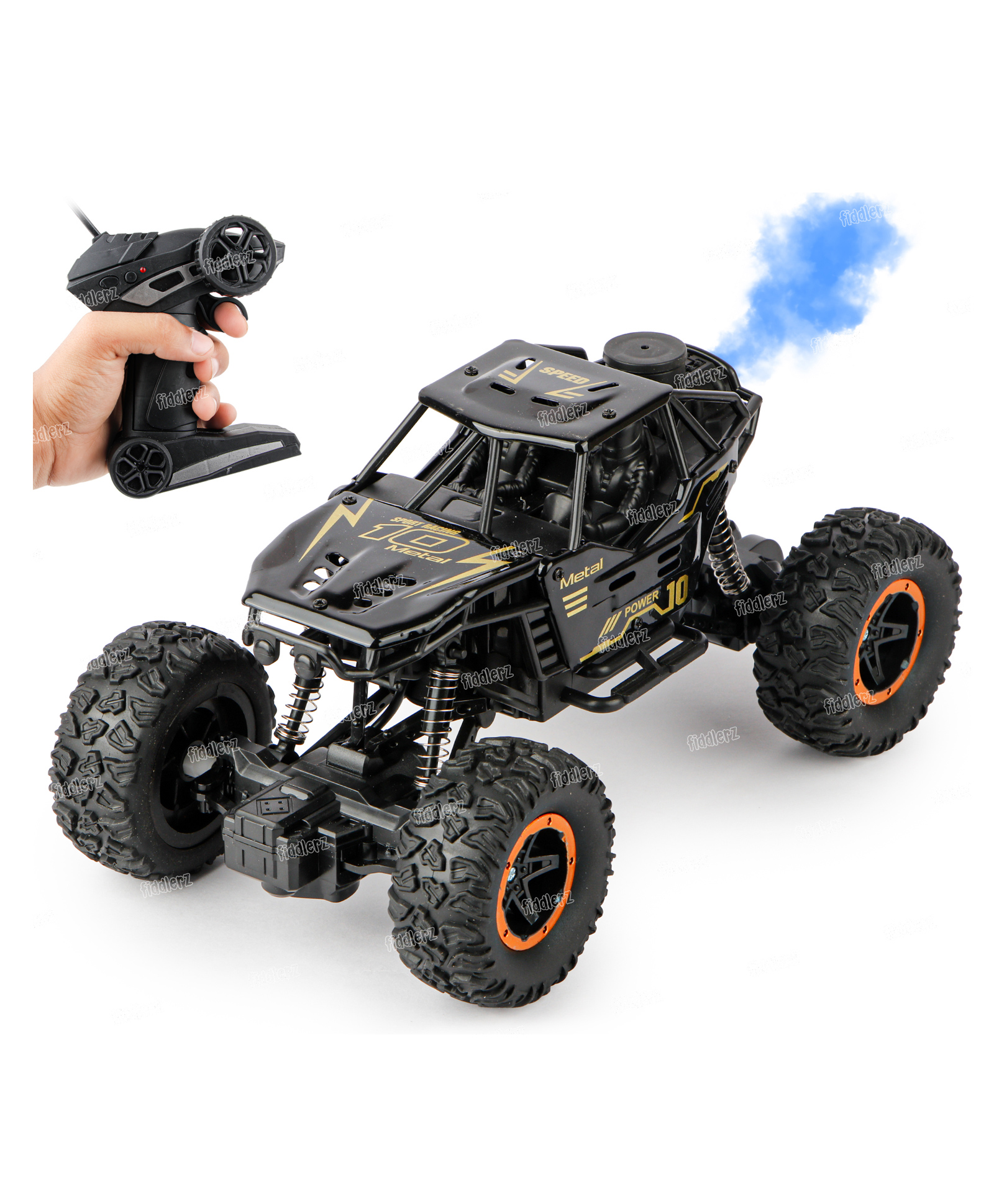 Fiddlerz Remote Control Rock Crawler Water Mist Spray High Speed RC Car Toys For Boys USB Rechargable 4WD Off Road Vehicle Toy Cars for Kids Best Birthday Gift - Black-picture-33