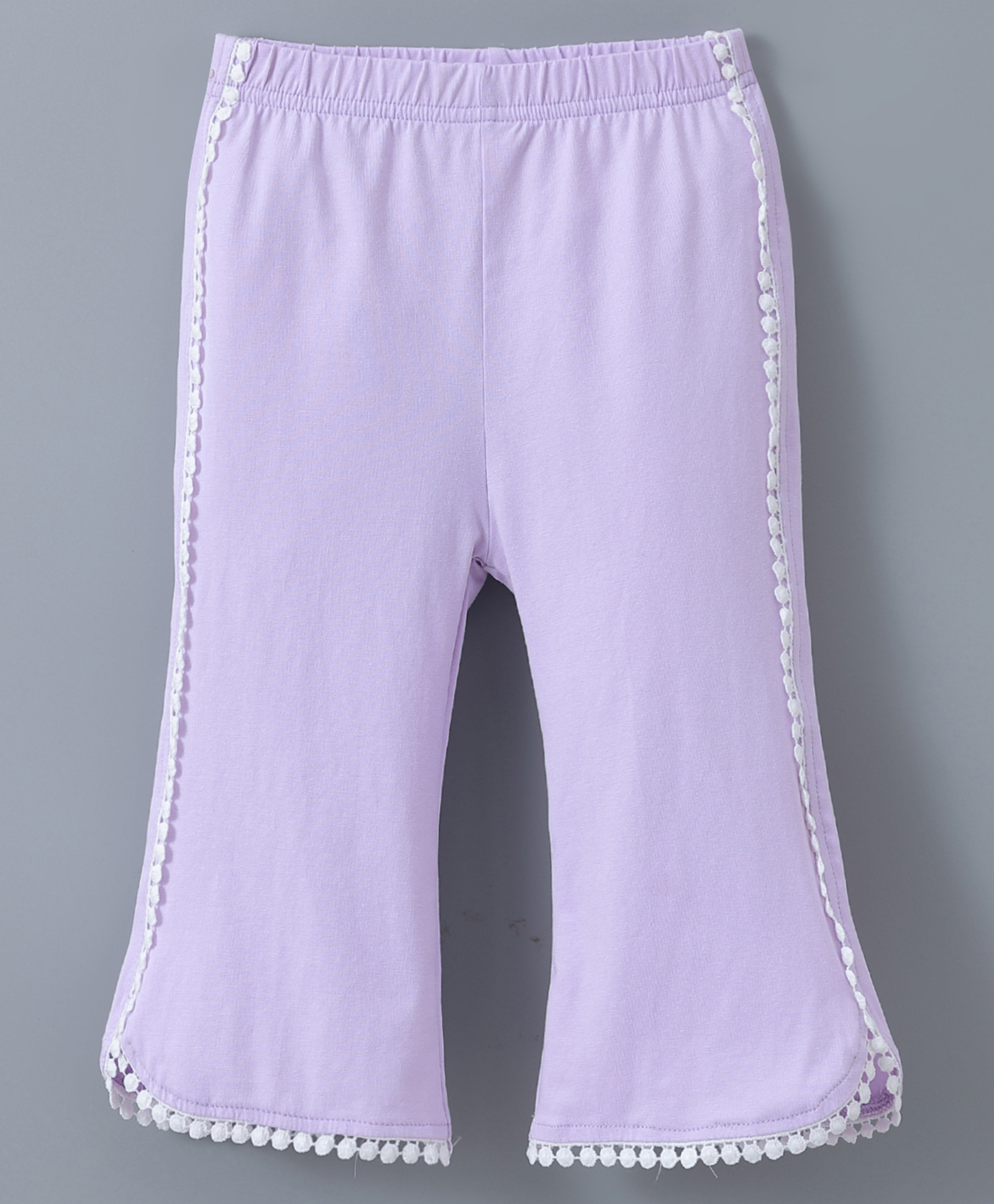 Kookie Kids Cotton Full Length Lounge Pants with Lace Detailing - Purple-picture-25