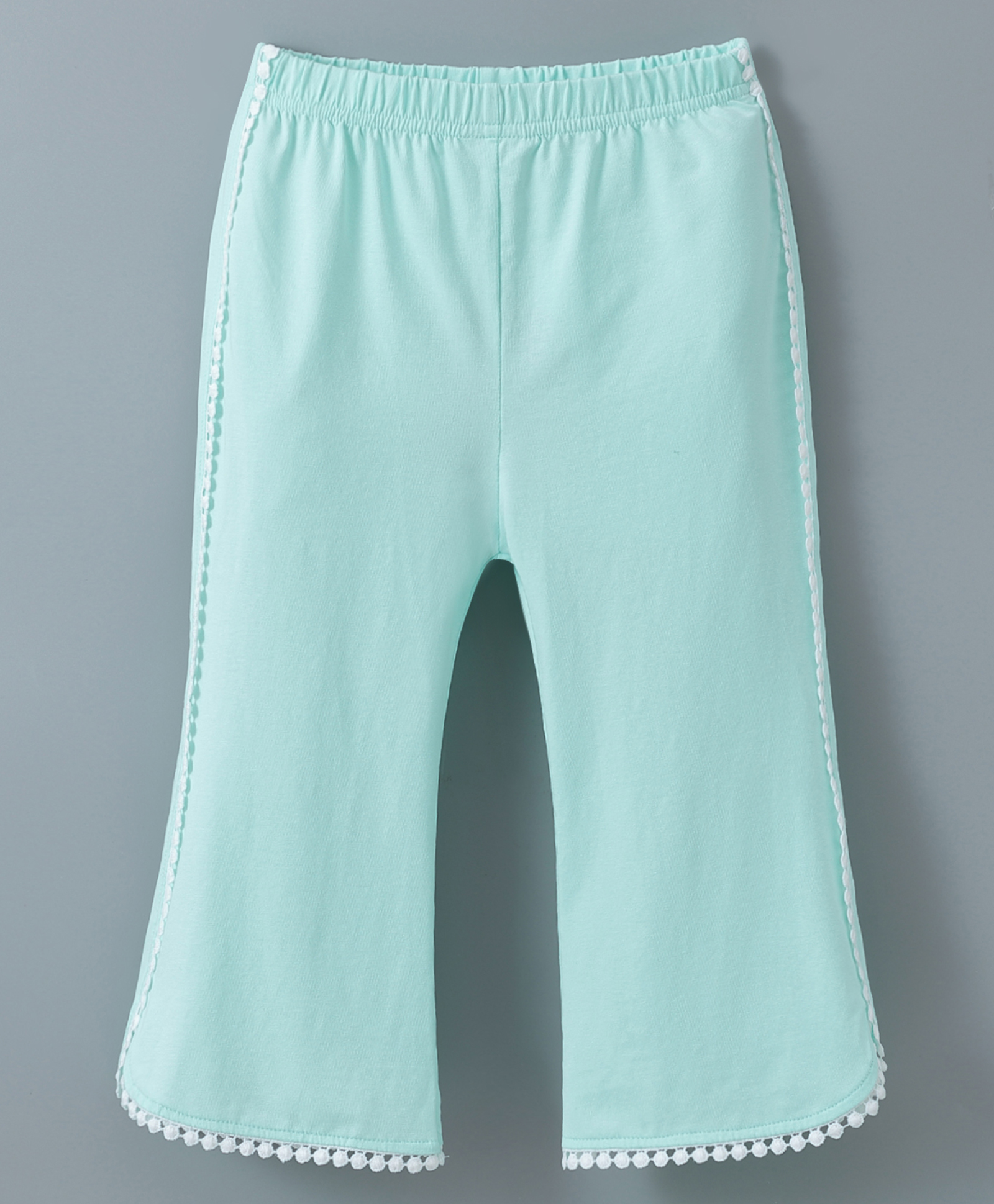 Kookie Kids Cotton Full Length Lounge Pants with Lace Detailing - Sea Green-image-34