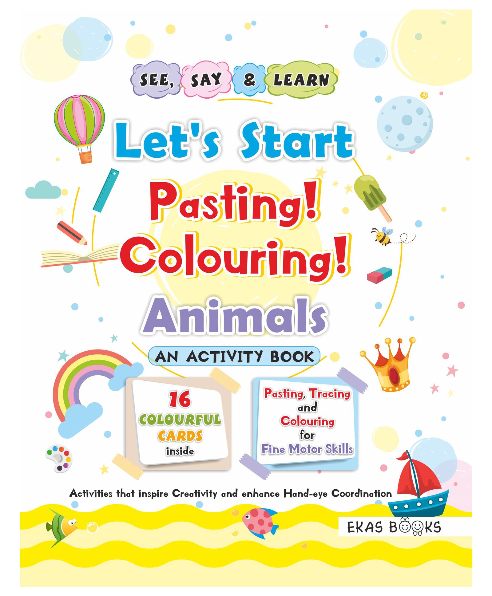 Activity Book Let's Start Pasting & Colouring Animals - English-image-4