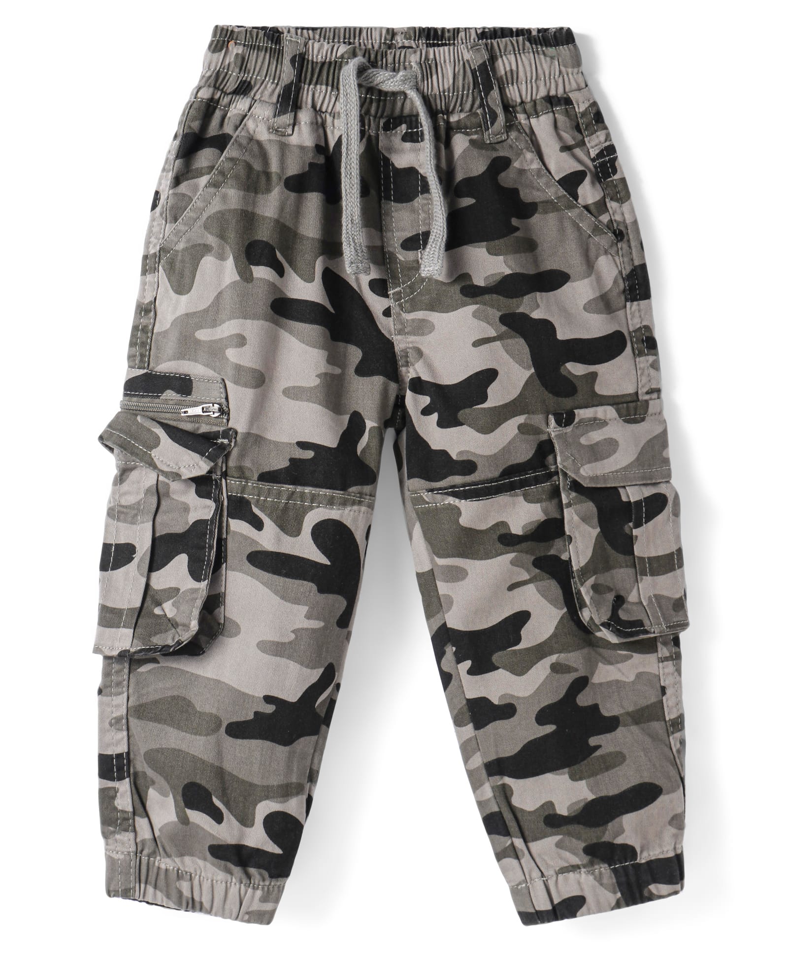 Babyhug Cotton Lycra Woven Full Length Camouflage Printed Trouser with Cargo Pockets - Olive Green-image-11
