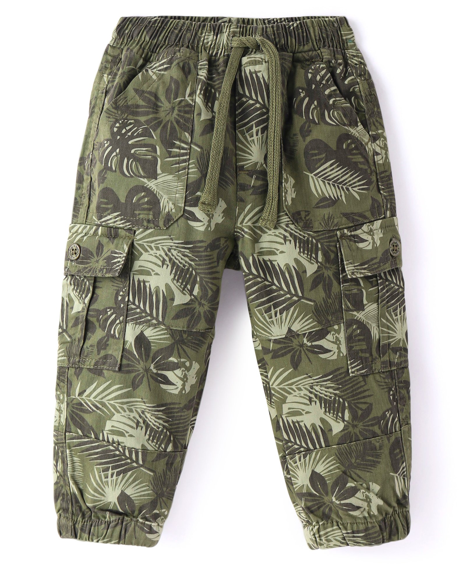 Babyhug Cotton Woven Full Length Trouser With Camouflage Print - Olive Green-picture-18