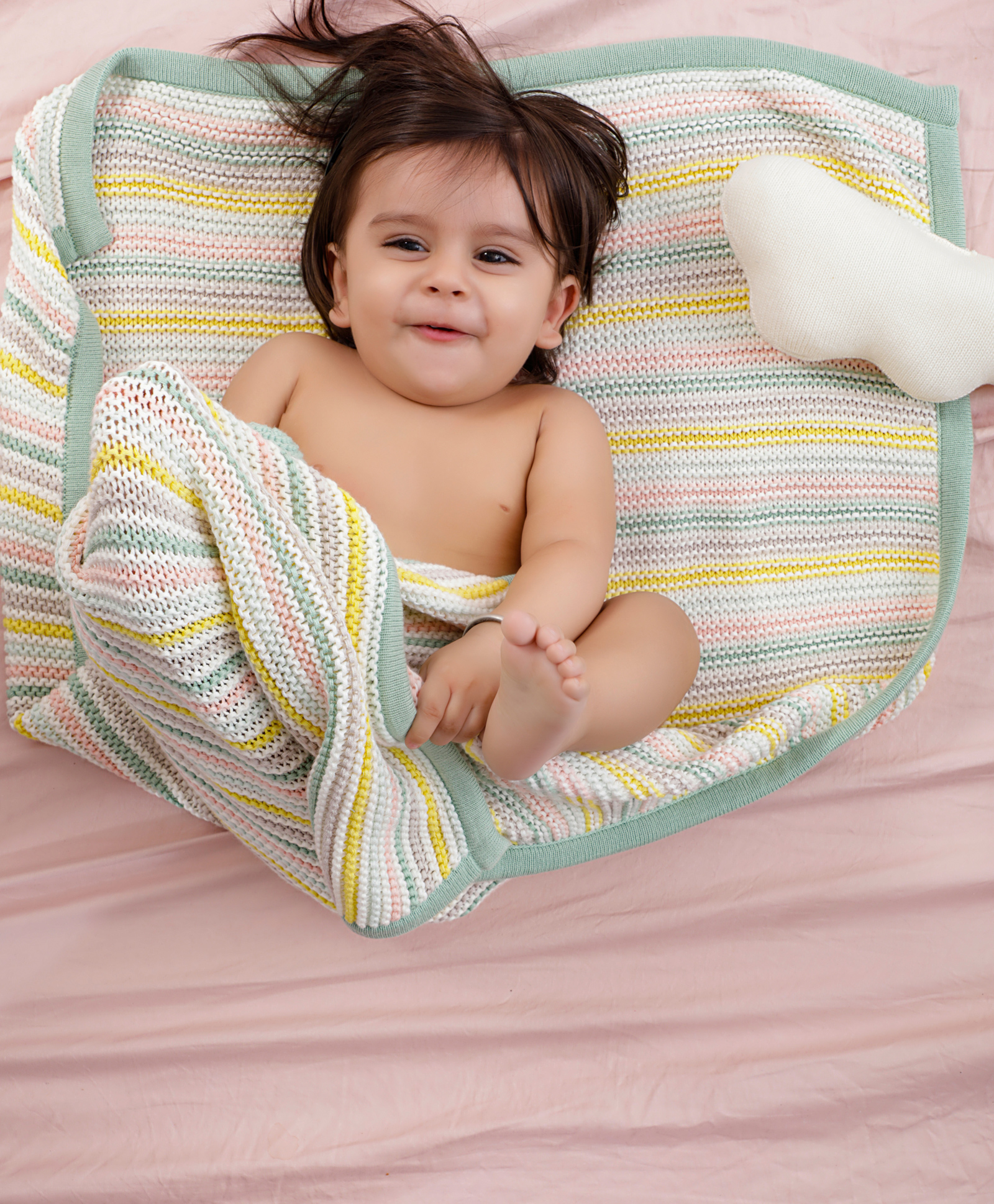 Mi Arcus Premium Organic Cotton Pearl Knit Blanket - Multicolour