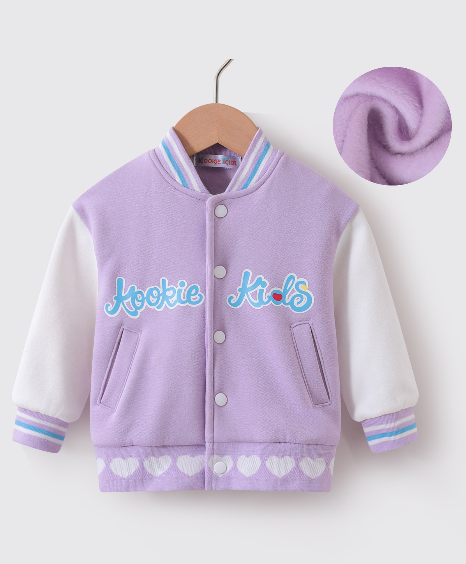 Kookie Kids Full Sleeves Front Open Bomber Jacket with Text Print - Mauve-picture-12