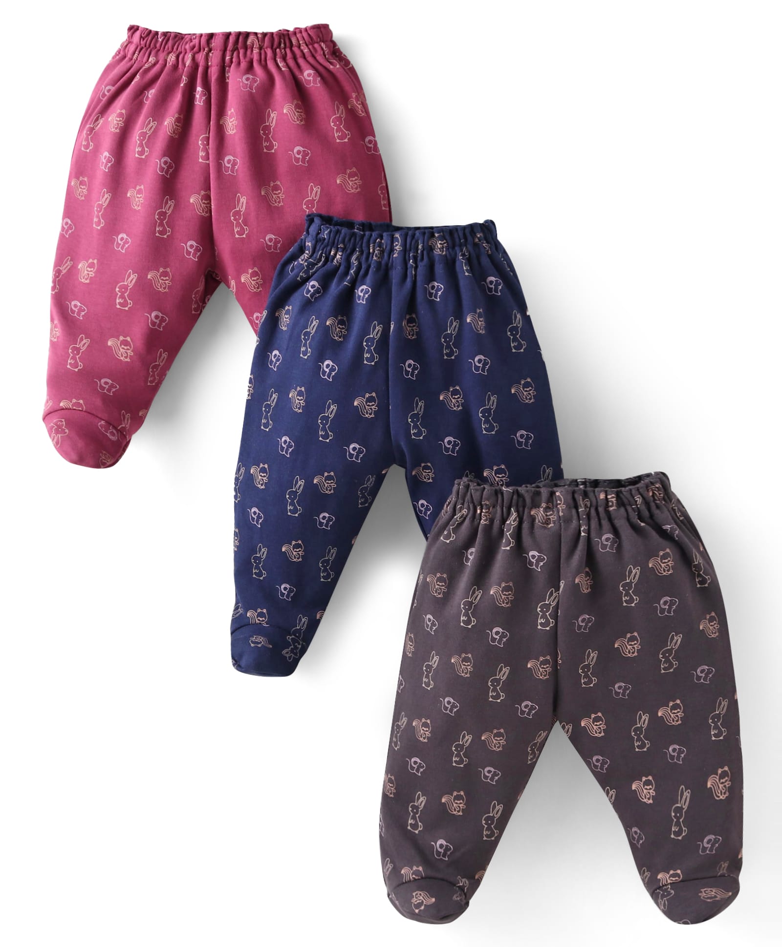 Simply Interlock Knit Bootie Leggings with Animal Print Pack of 3 - Navy Blue Grey & Pink-picture-21