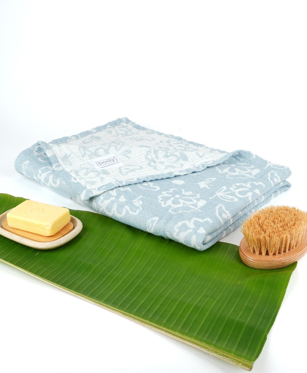 Doctor Towels Banana Jacquard  Floral Bath Towel - Chalk Blue-image-27