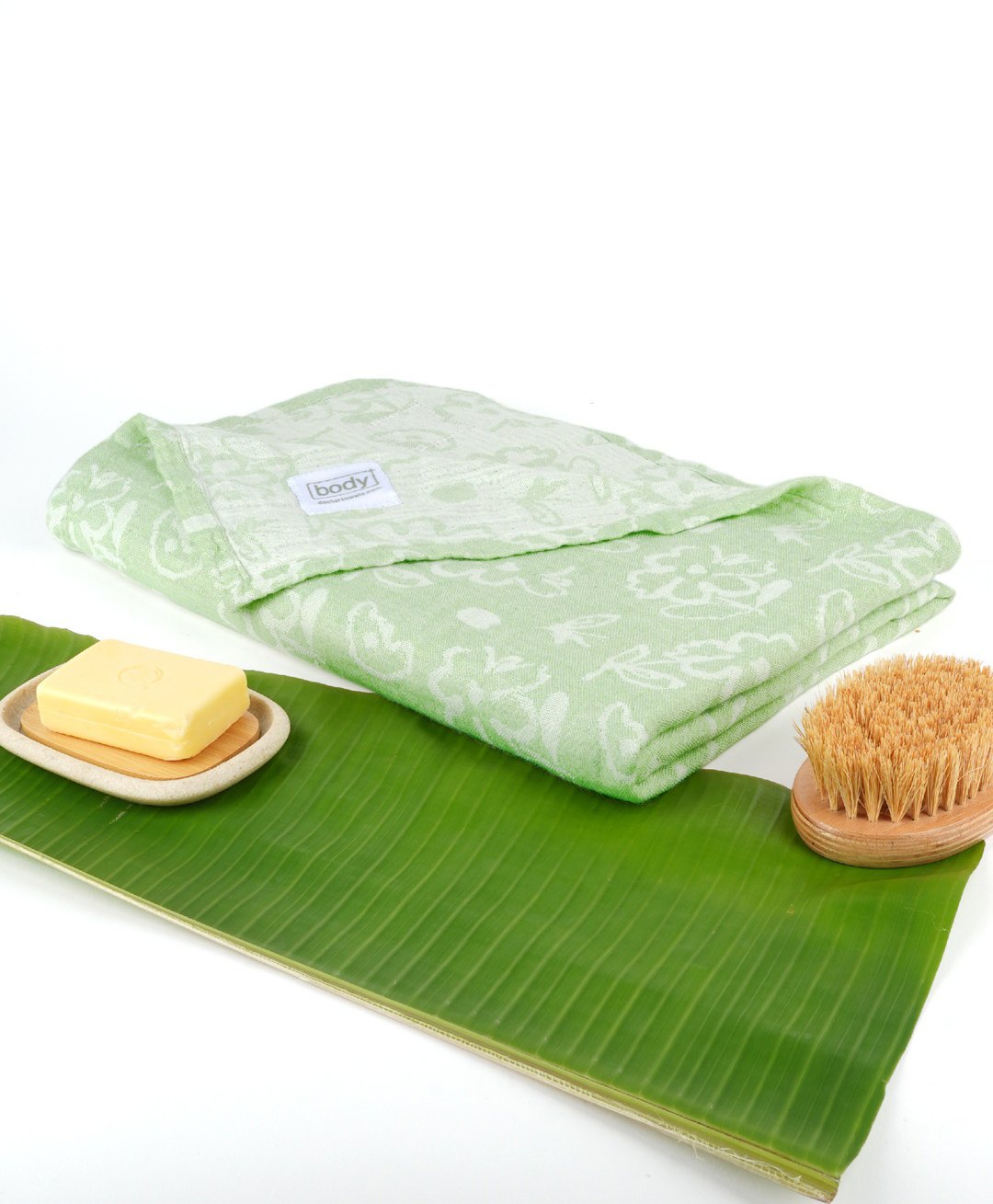 Doctor Towels Banana Jacquard  Floral Bath Towel - Pastel Green-picture-8