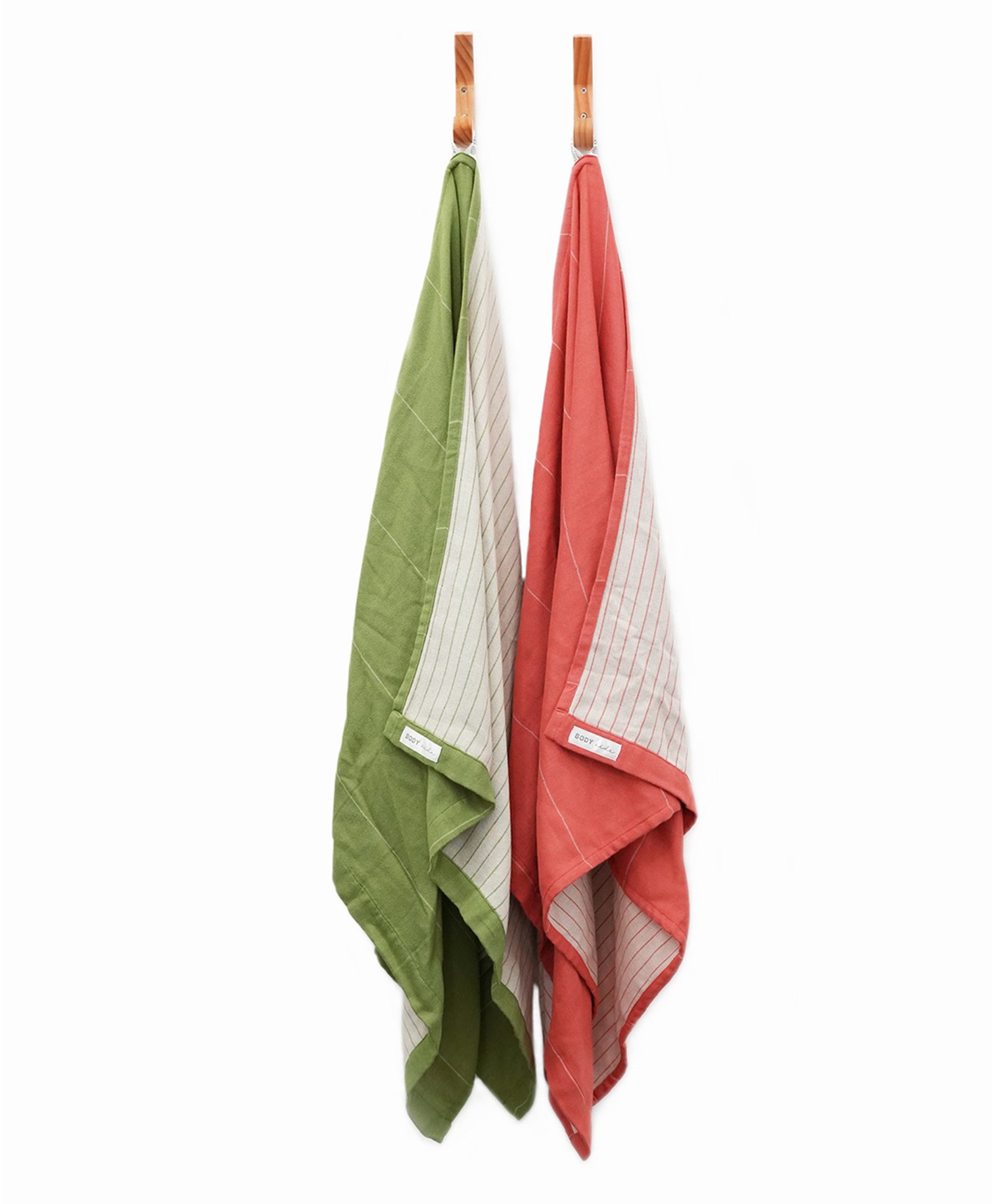 Doctor Towels Pack of 2 Aloevera Double Cloth Bath Towels - Aloe Green & Apricot Brandy-image-45