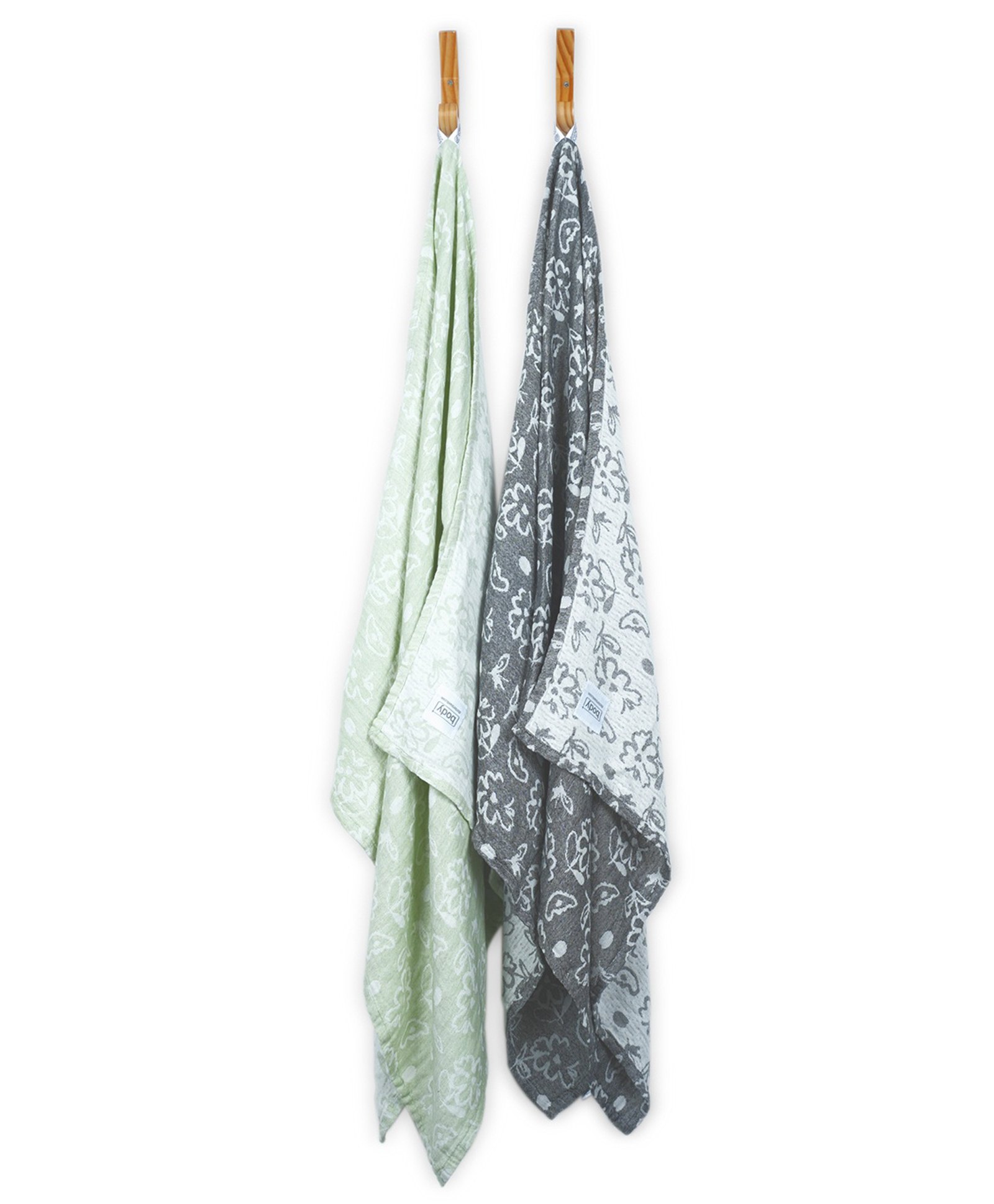 Doctor Towels Pack of 2 Banana Jacquard Floral Bath Towels - Pastel Green & Charcoal-image-46