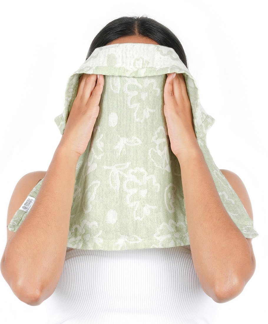 Doctor Towels Pack Of 4 Banana Jacquard Floral Printed Face Towels - Pastel Green-picture-45