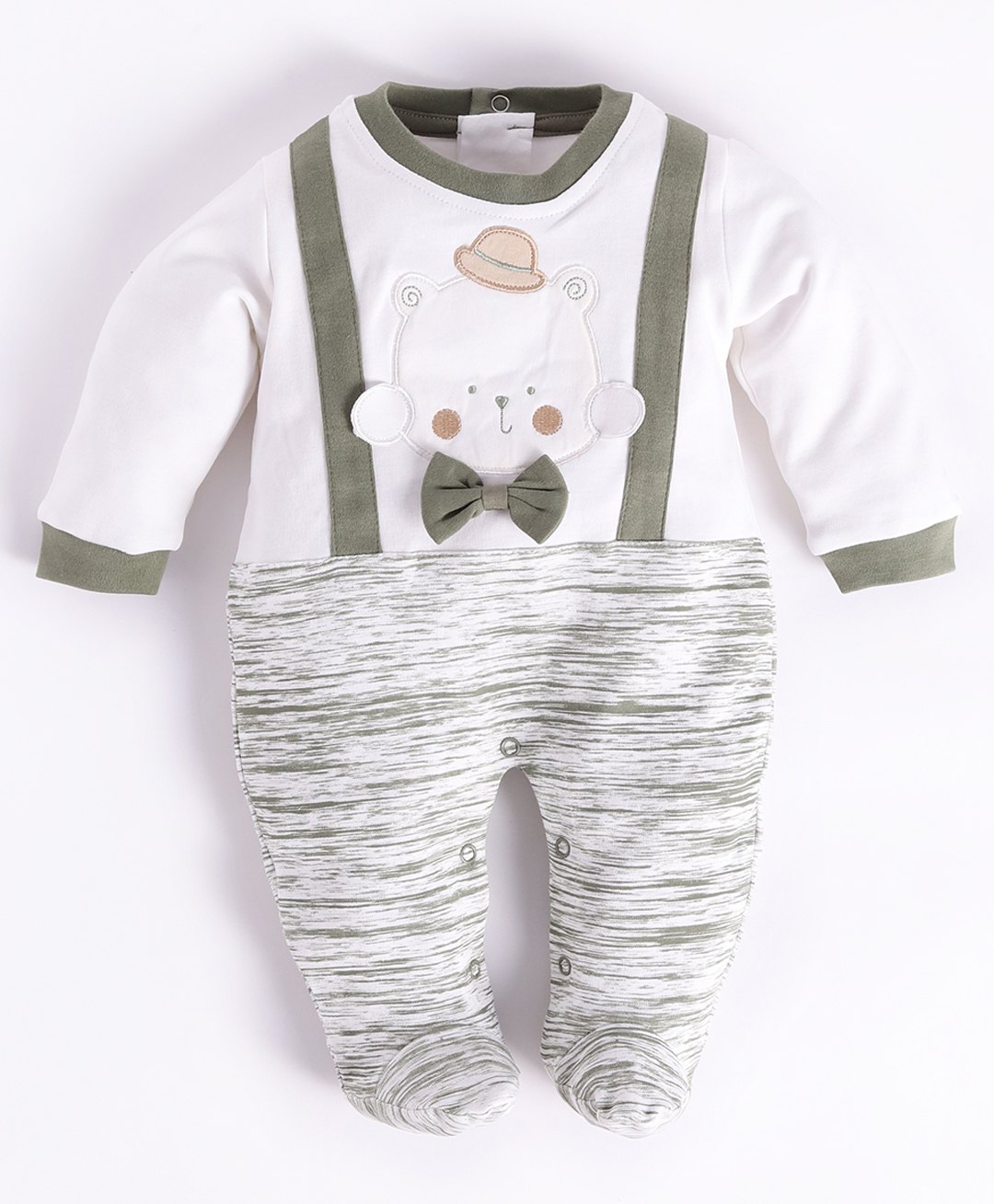 BABY GO Full Sleeves Teddy Designed Romper - Olive-picture-22