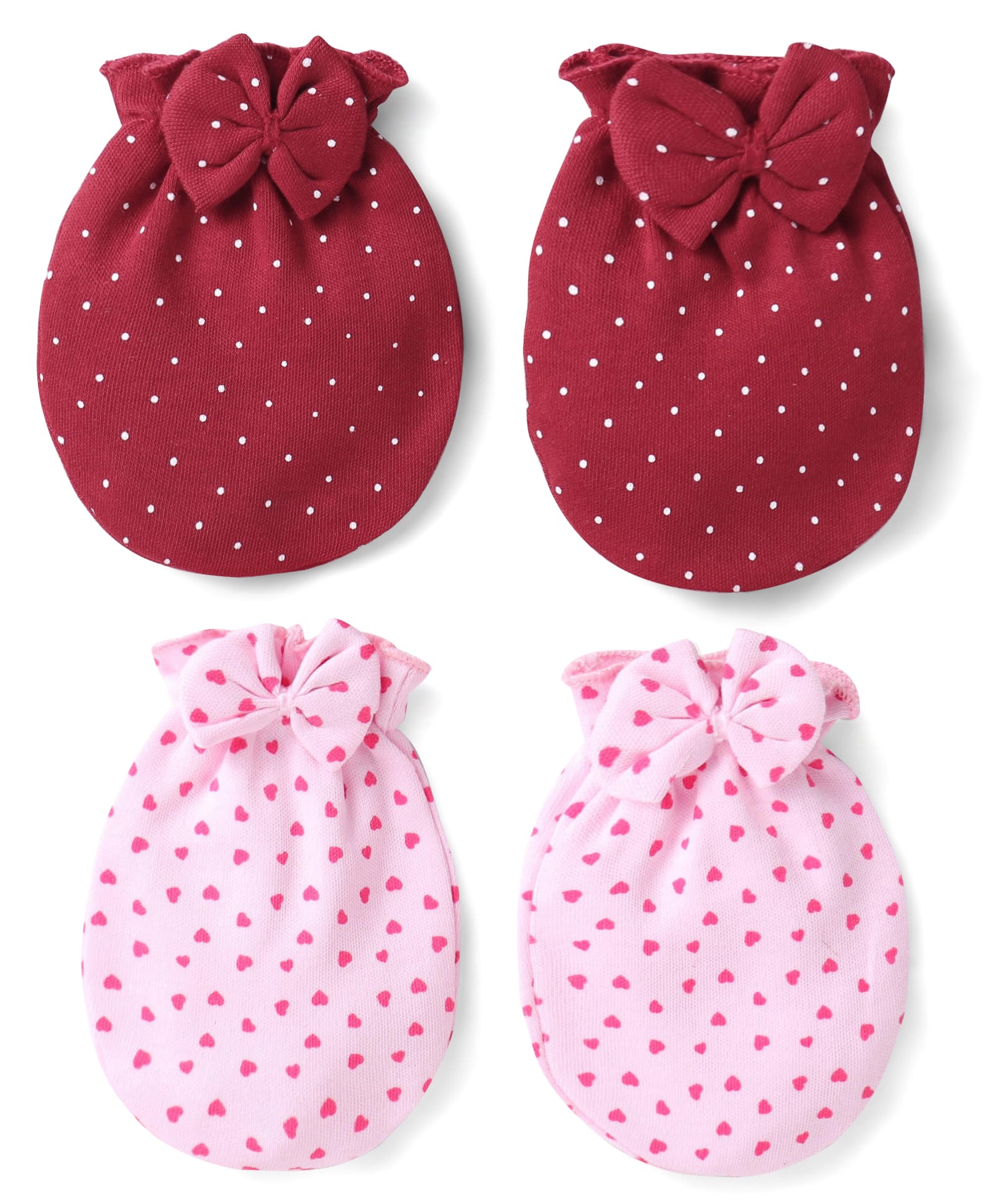 Doodle Poodle Interlock Knit Mittens With Polka Dots & Hearts Print Pack of 2 - Dark Red-picture-33