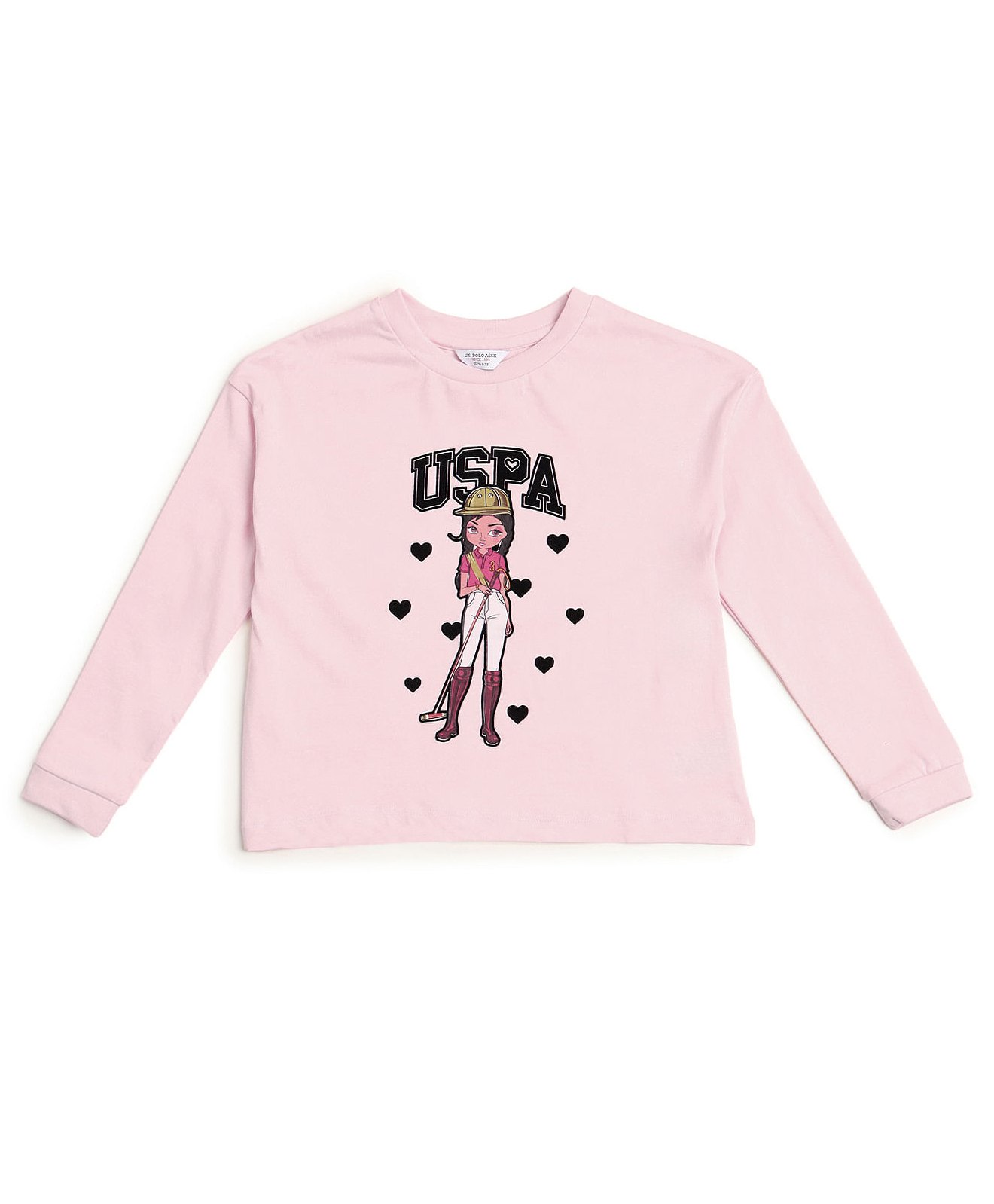 US Polo Assn Cotton Knit Drop Shoulder  Sleeves T-Shirt with Doll Print - Pink-picture-10