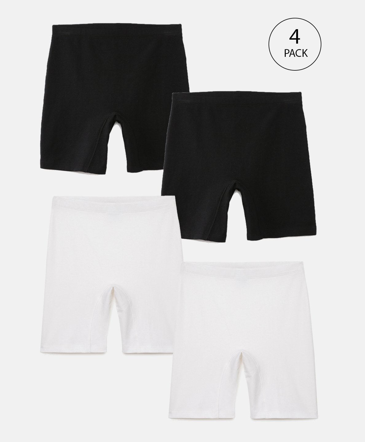 Mackly Pack Of 4 Cotton Elastane Solid Inner Shorts - Black & White-picture-22