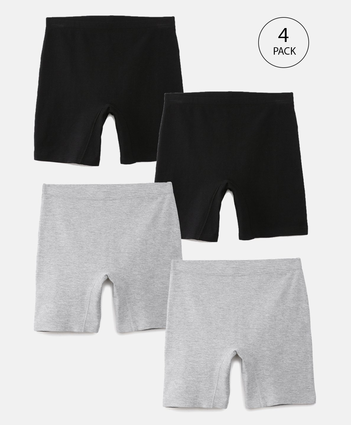 Mackly Pack Of 4 Cotton Elastane Solid Inner Shorts - Black & Grey-picture-7
