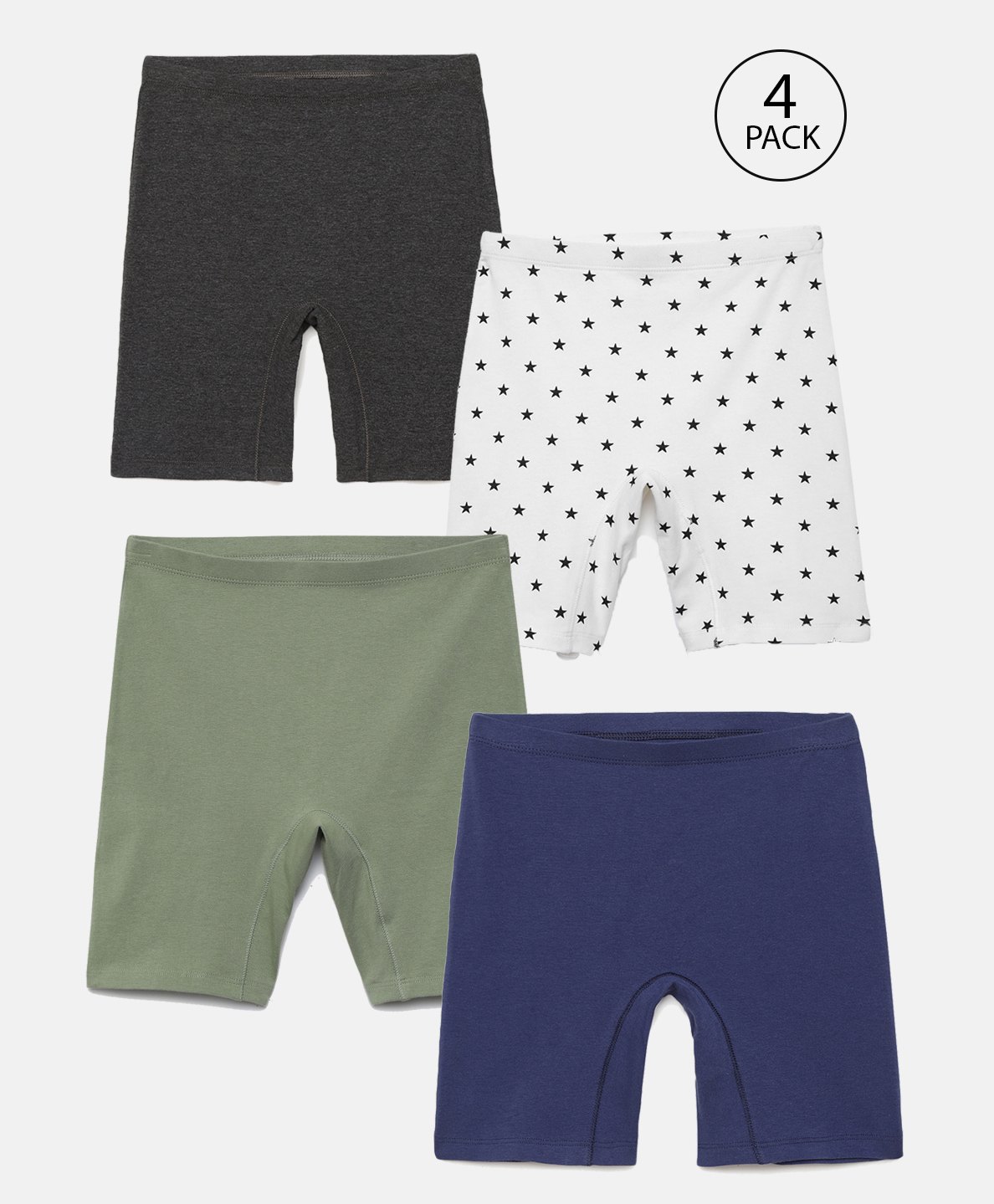 Mackly Pack Of 4 Cotton Elastane Solid & Stars Printed Inner Shorts - Multicolor-picture-13