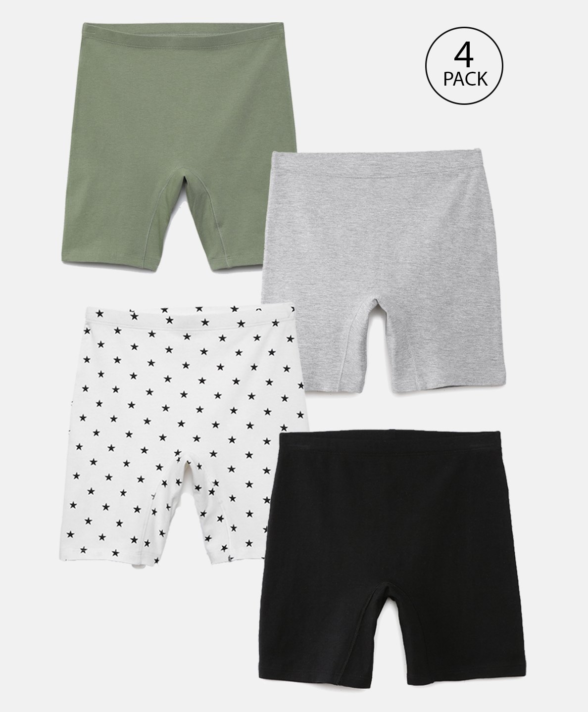 Mackly Pack Of 4 Cotton Elastane Solid & Stars Printed Inner Shorts - Multicolor-picture-27