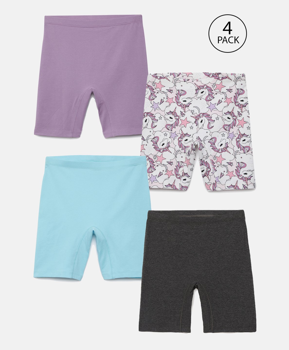Mackly Pack Of 4 Cotton Elastane Solid & Uncorn Printed Inner Shorts - Multicolor-picture-32