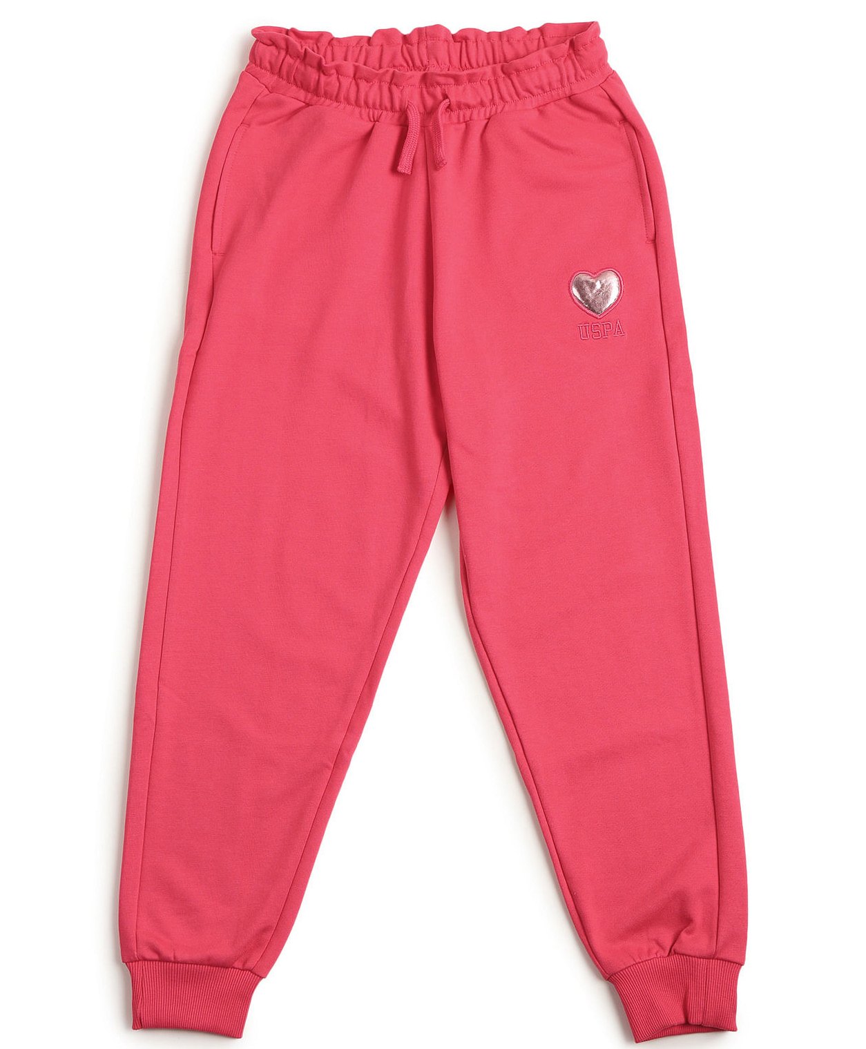 US Polo Assn Cotton Knit Full Length Lounge Pant with Heart Patch - Pink-image-30
