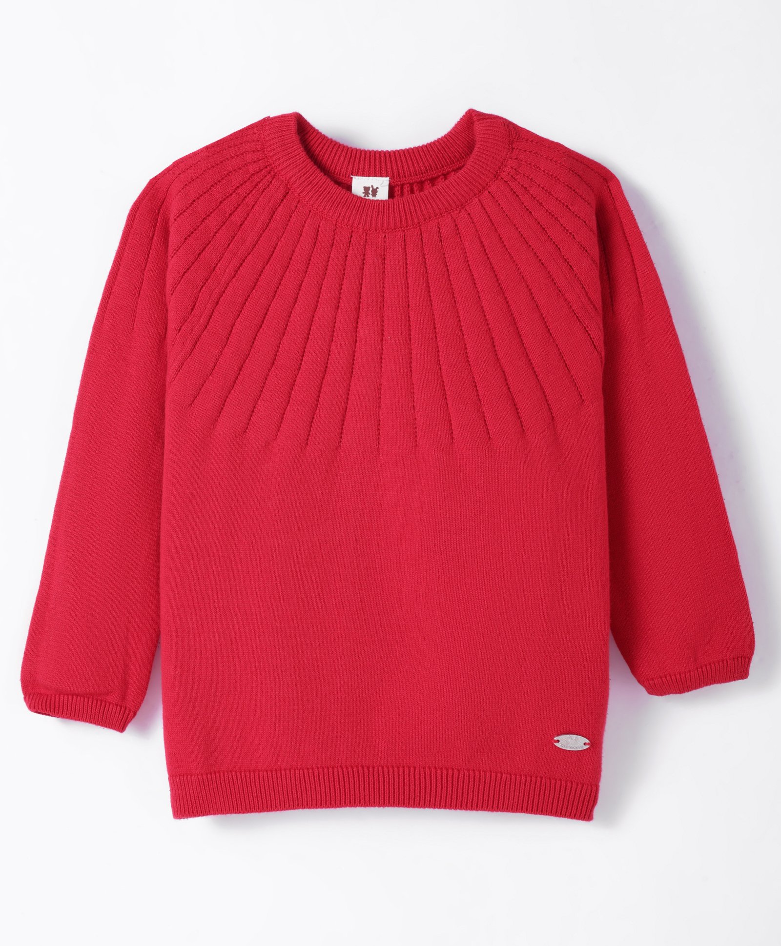 Toffyhouse 100%Supercombed Cotton Flat Knit Full Sleeves Solid Color Pullover Sweater - Red-image-49