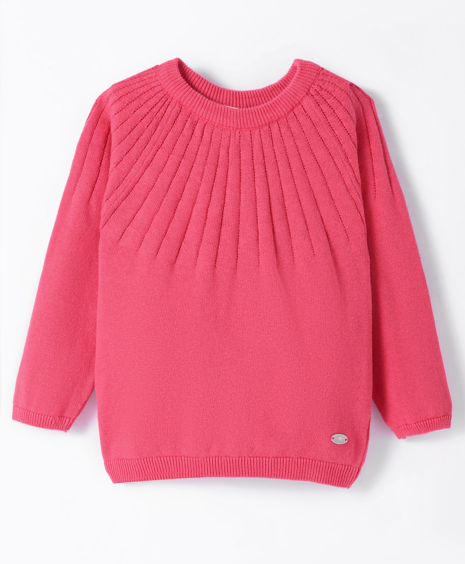 Toffyhouse 100%Supercombed Cotton Flat Knit Full Sleeves Solid Color Pullover Sweater - Dark Pink-picture-12