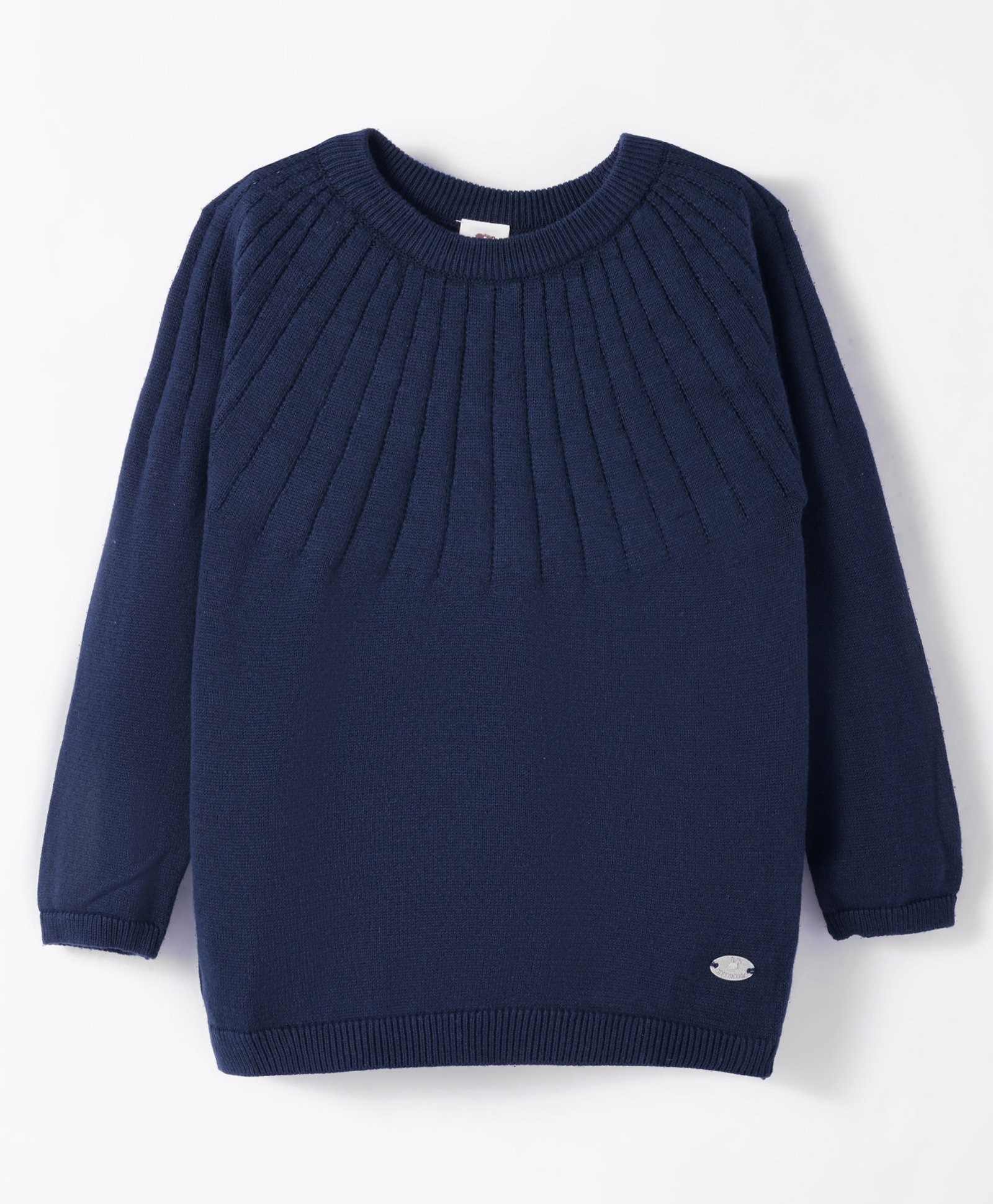 Toffyhouse 100%Supercombed Cotton Flat Knit Full Sleeves Solid Color Pullover Sweater - Navy Blue-image-43