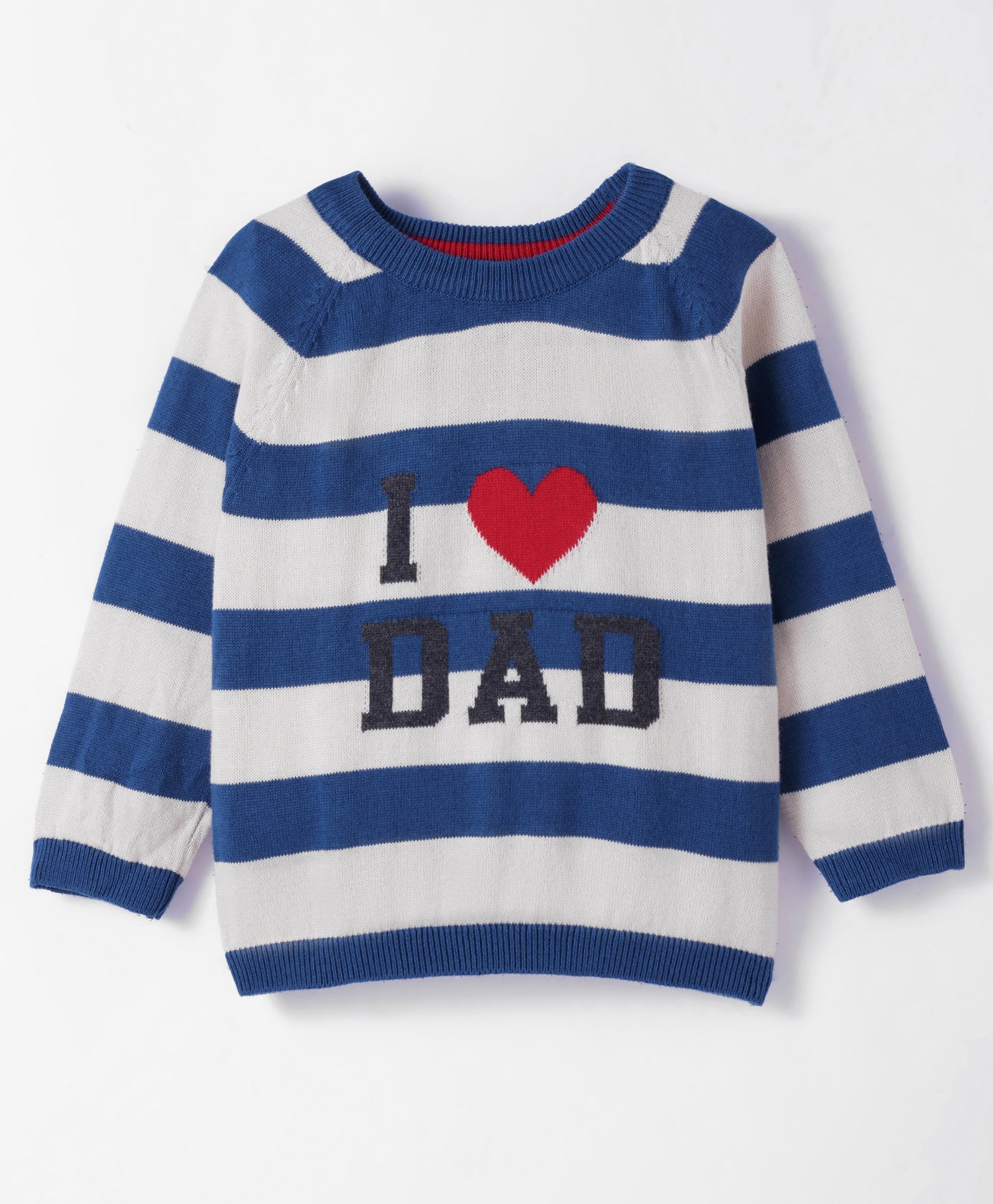 ToffyHouse Cotton Knit Full Raglan Sleeves Striped T-Shirt with Text Print - Navy Blue-image-2
